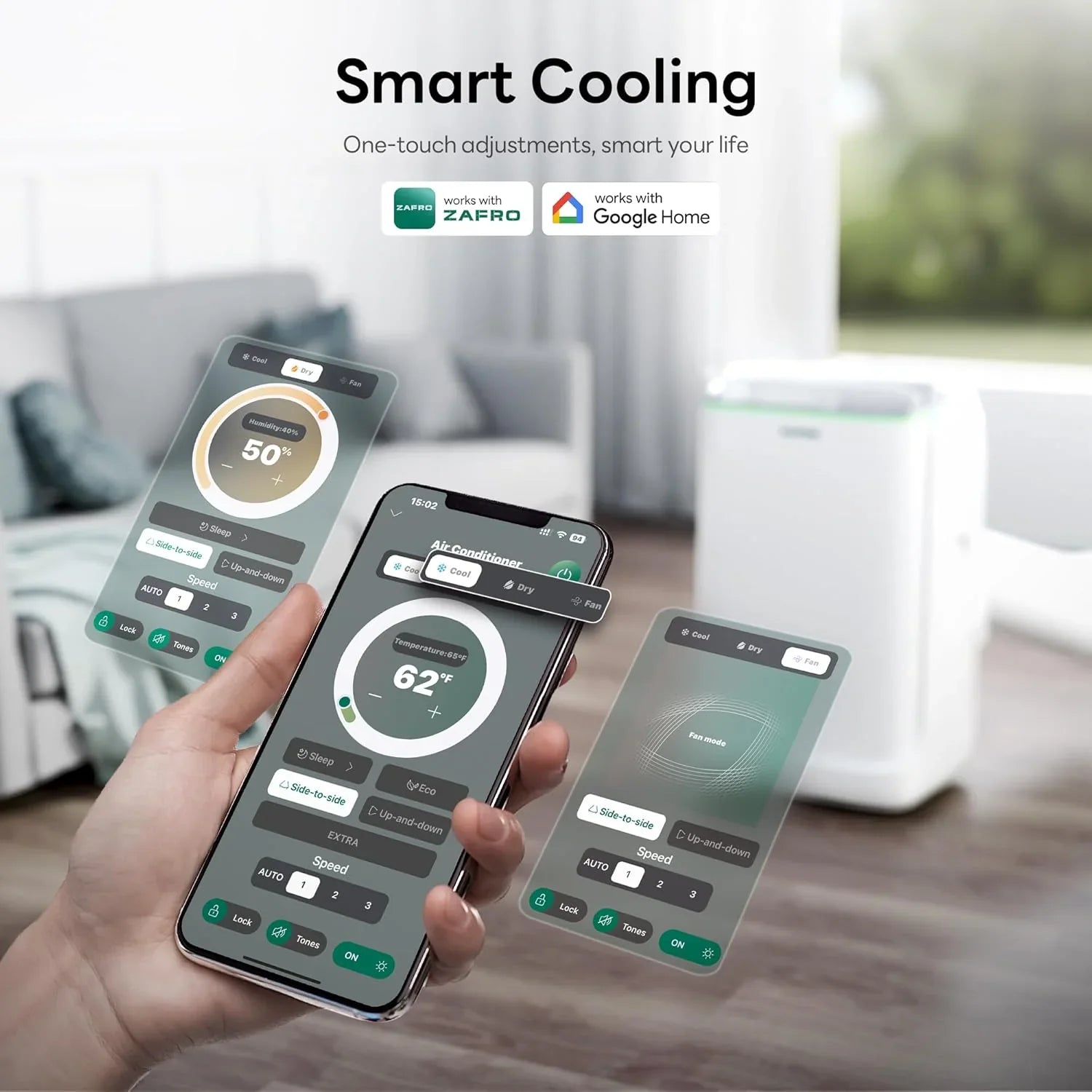 Climatiseurs portables ZAFRO 8 000 BTU, 4 modes, refroidissement rapide, économie d'énergie, télécommande, autonomie 24 h