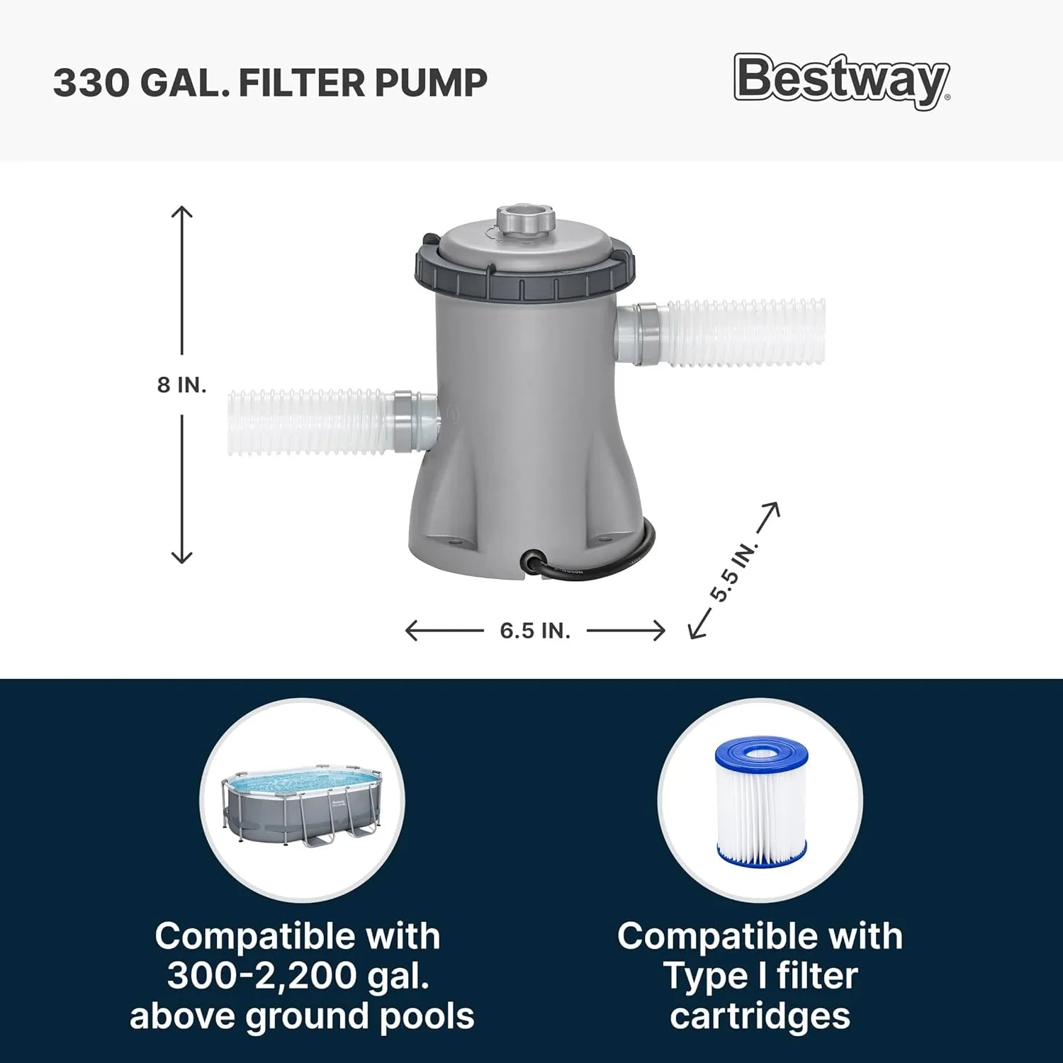 Piscine hors sol ovale Power Steel 4,3 m x 2,4 m x 100 cm | Comprend une pompe de filtration de 2070 litres, une échelle et un distributeur ChemConnect.
