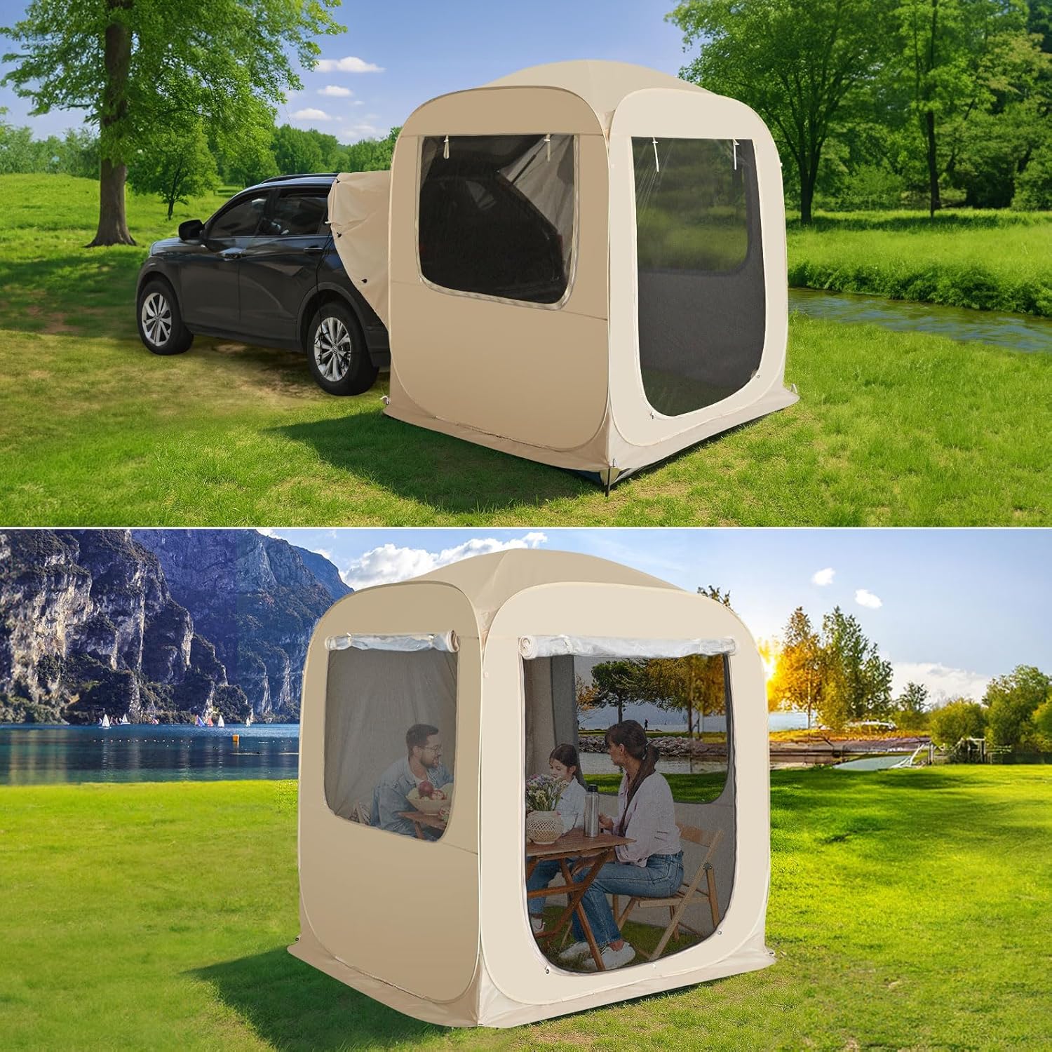 Gazebo Alvantor Screen House, tente à auvent abri igloo escamotable pour 6-10-15 personnes