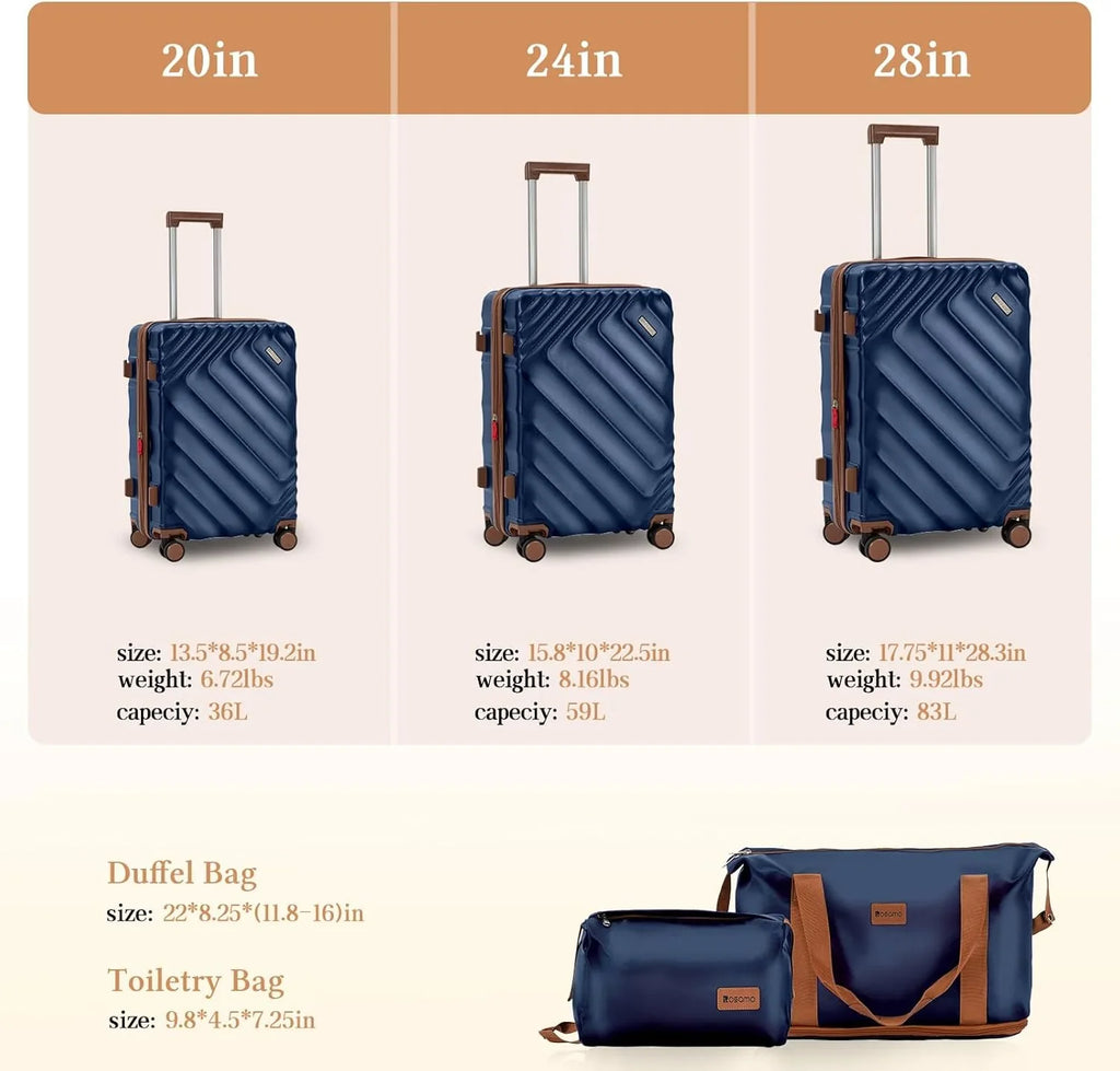 Ensemble de bagages 5 pièces valise extensible 22x14x9 certifié aviation ensemble de voyage étanche durable