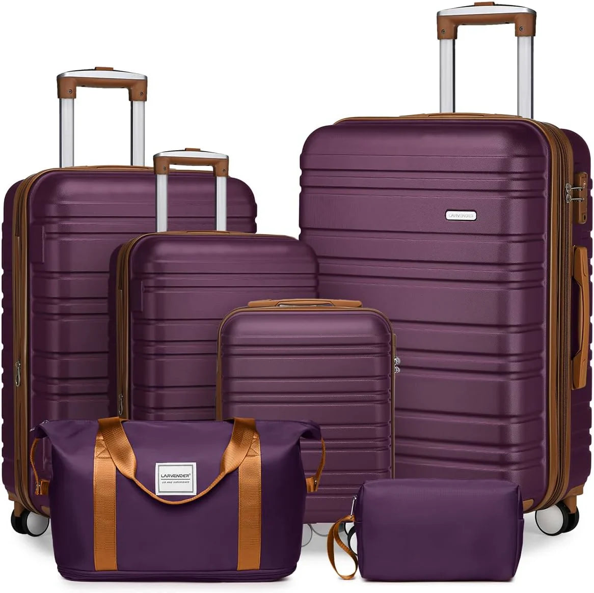 Ensemble de bagages 6 pièces, ensemble de valises rigides extensibles avec roulettes pivotantes, ensemble de bagages à roulettes légers