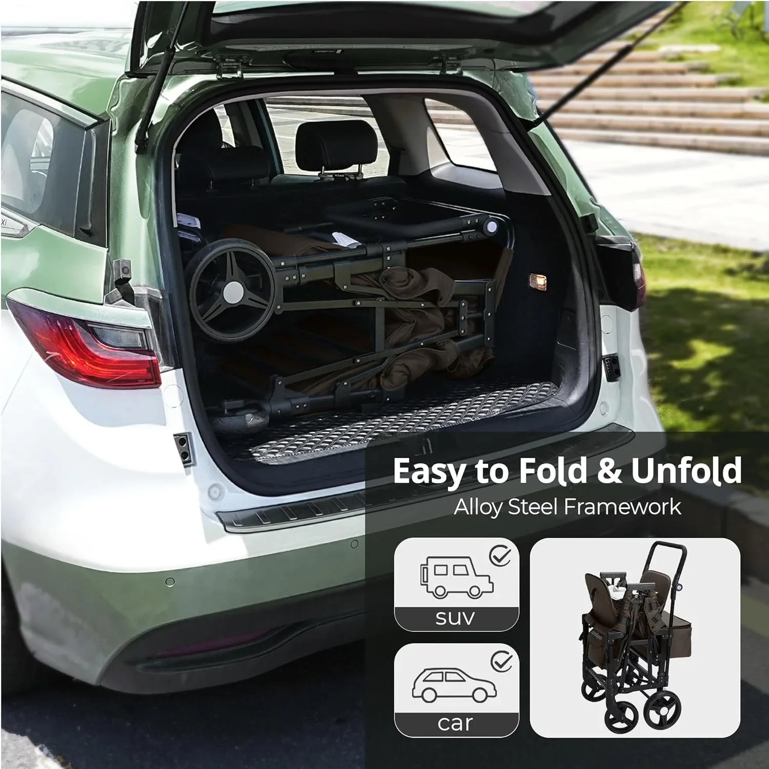 Poussette Wagon pour enfants, Poussette Wagon pour tout-petits 2 places, Poussette tout-terrain pour bébé en plein air