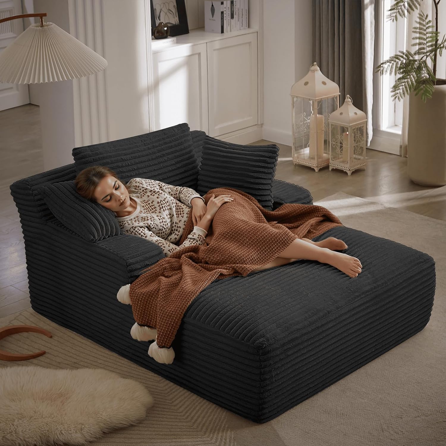 Fauteuil inclinable d'intérieur de 50 pouces, canapé-lit surdimensionné en velours côtelé, fauteuil de lecture à couchage profond, canapé nuage, canapé de salon