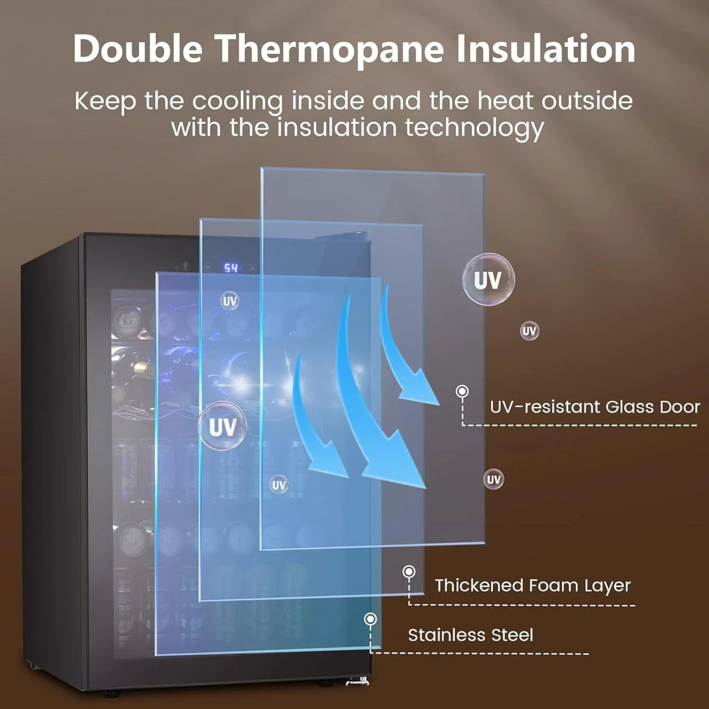 Mini-réfrigérateur 130 canettes, 3,2 pi³, pour boissons, sodas, vin, bière, température réglable pour le bureau et la maison.