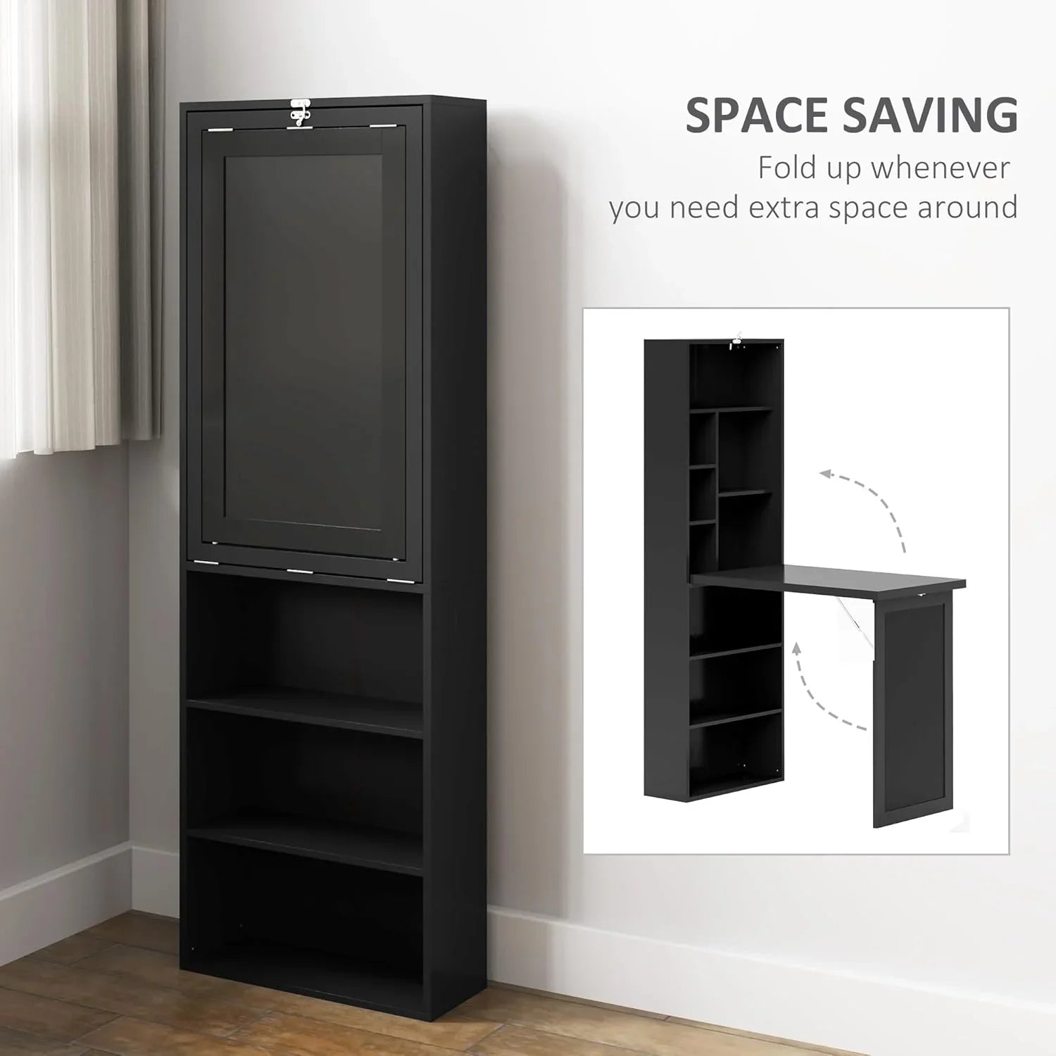 Bureau pliant convertible, armoire de bureau murale, poste de travail multifonctionnel pour le bureau à domicile