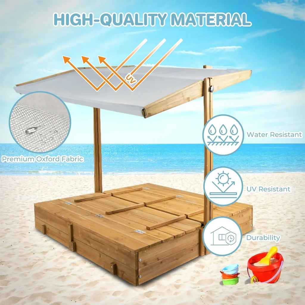 Bac à sable pour enfants avec couvercle, bac à sable extérieur en bois avec couvercle, protection UV