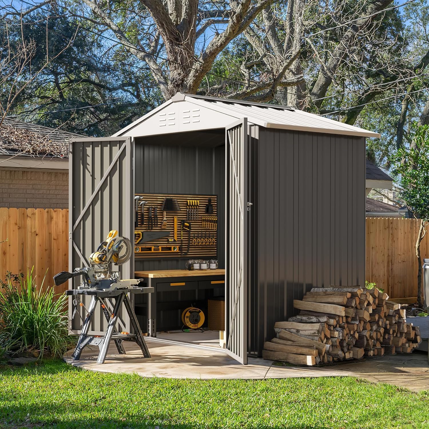 Abri de jardin extérieur Devoko 5 x 3 pi verrouillable en métal