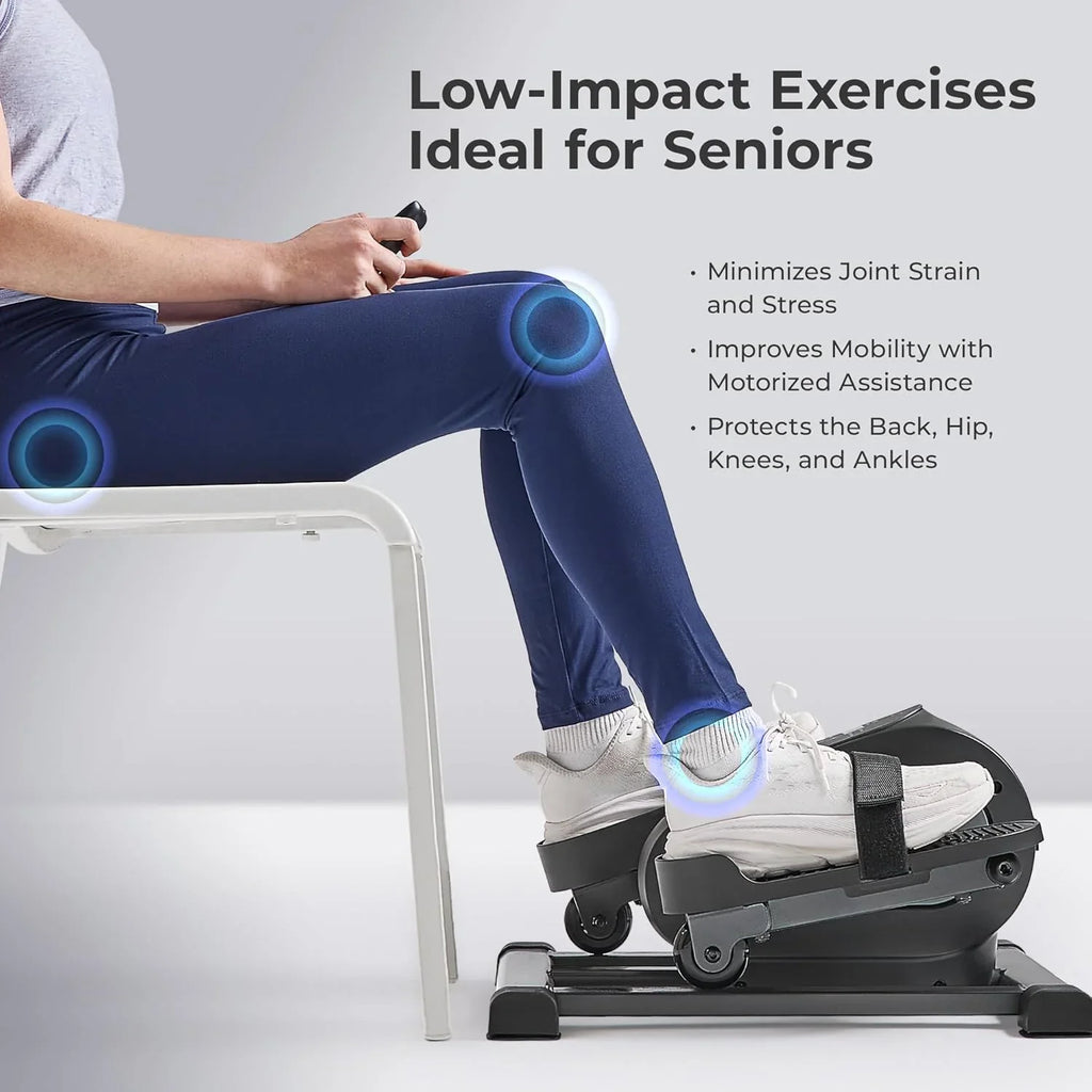 Mini-appareil elliptique intelligent Sunny Health & Fitness, pédalier d'intérieur sous le bureau pour l'activité et l'entraînement cardio des seniors
