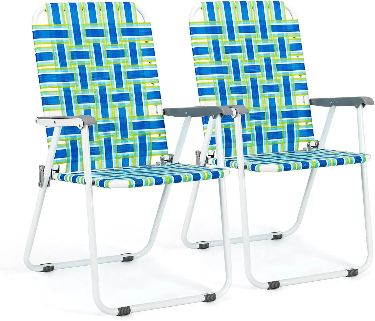 Lot de 2 chaises pliantes en toile pour patio VINGLI, chaise de plage portable pour extérieur, chaise de camping