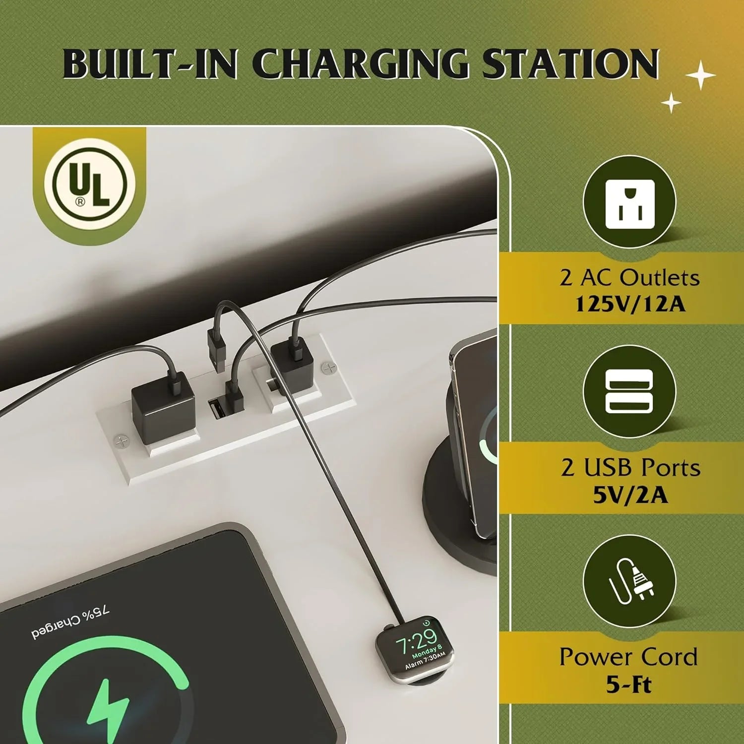 Commode LED à 9 tiroirs pour chambre à coucher, 148 cm de large, organiseur de rangement en bois avec prise électrique