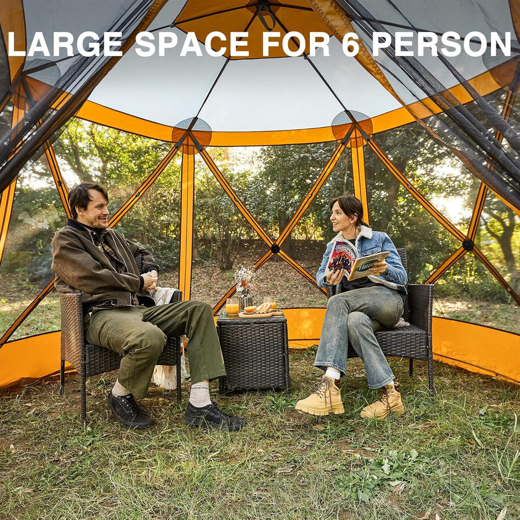 Tente de camping à moustiquaire escamotable 3,5 x 3 m, tonnelle à moustiquaire instantanée avec filet, abri portable