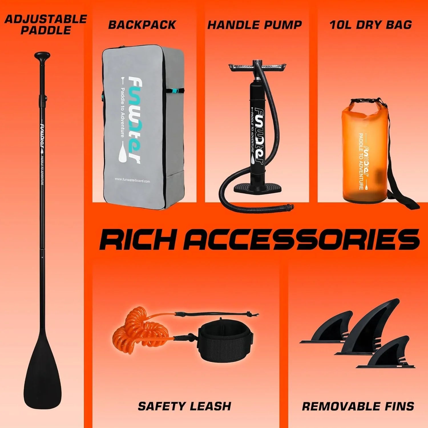 FunWater Stand Up Paddle Board Planche de paddle gonflable ultralégère avec accessoires SUP