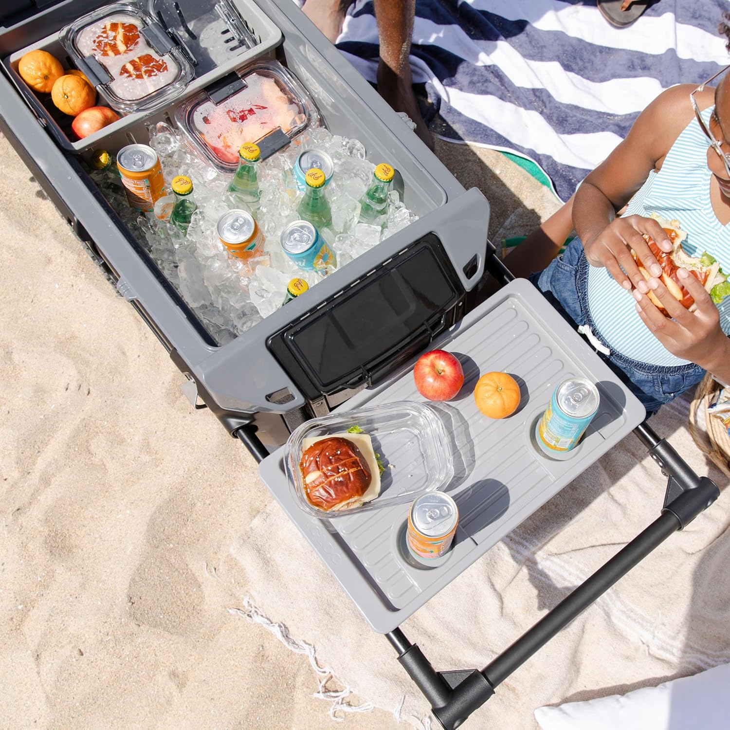 Glacière à roulettes de 70 pintes, glacière isotherme à coque rigide