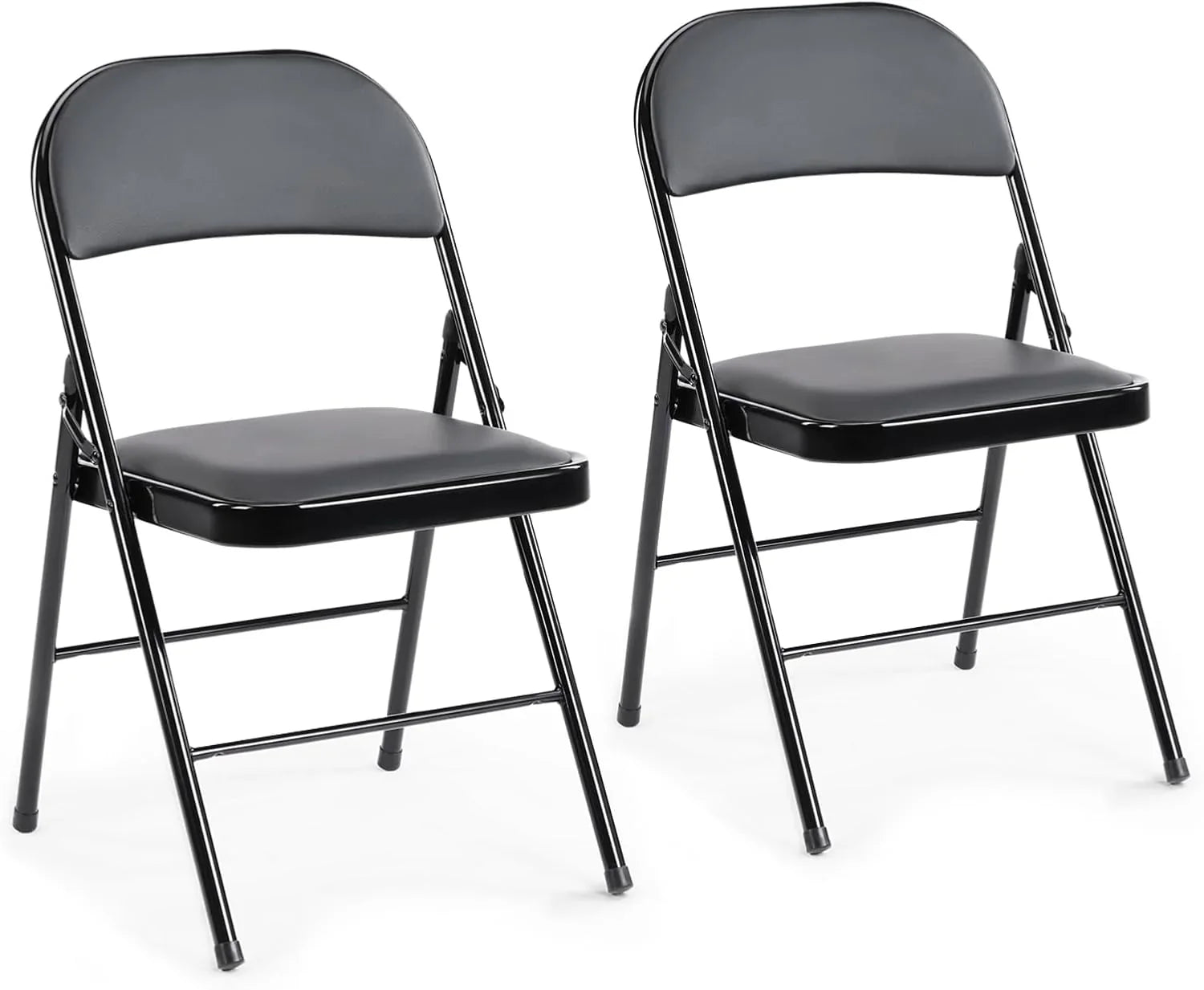 DUMOS Lot de 2 chaises pliantes rembourrées en cuir, siège commercial empilable portable pour intérieur et extérieur