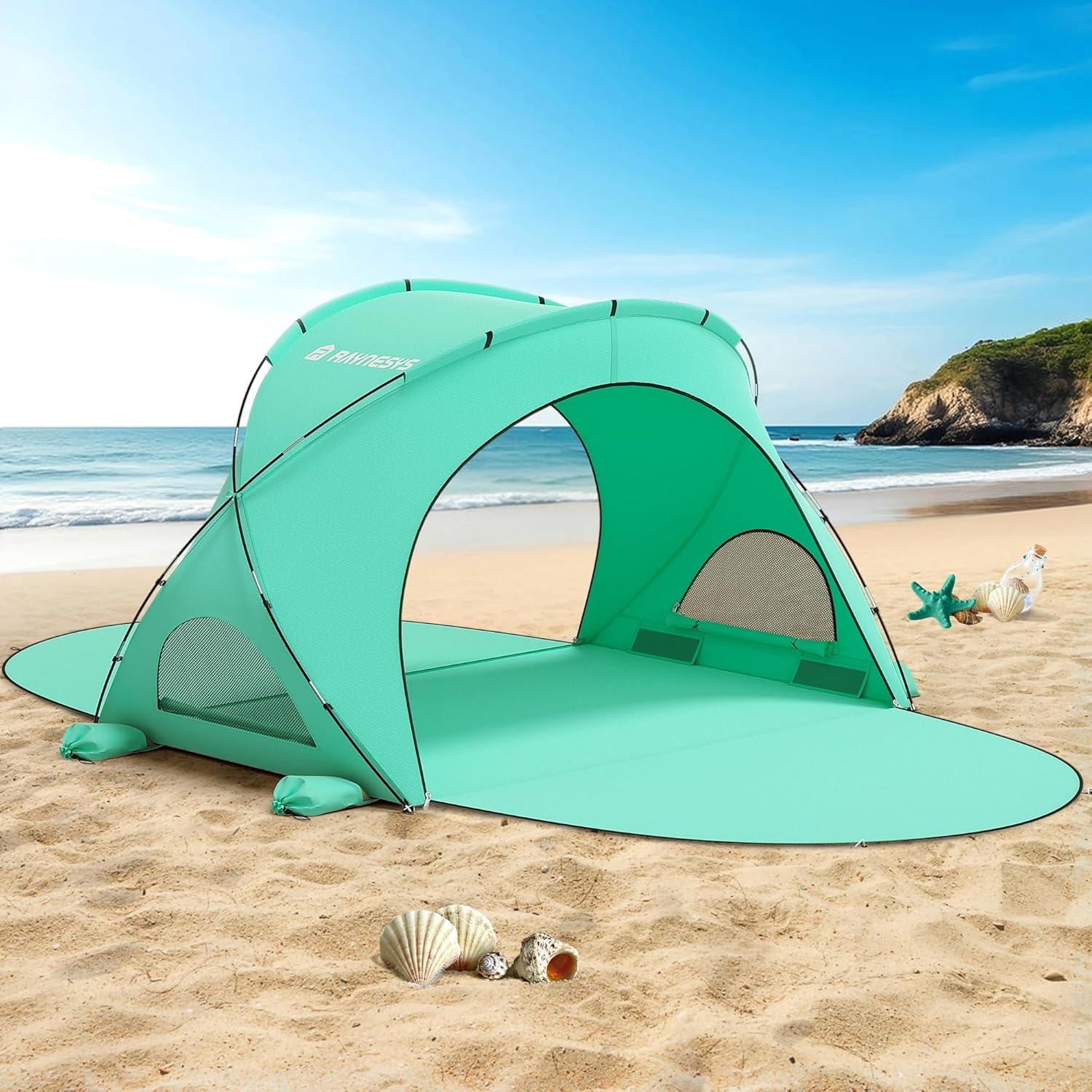 Parasol de plage, tente pare-soleil de plage avec protection UV UPF50+