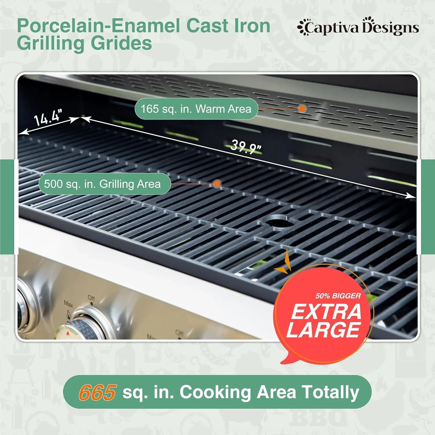 Barbecue au gaz propane à 4 brûleurs Captiva Designs 42 000 BTU