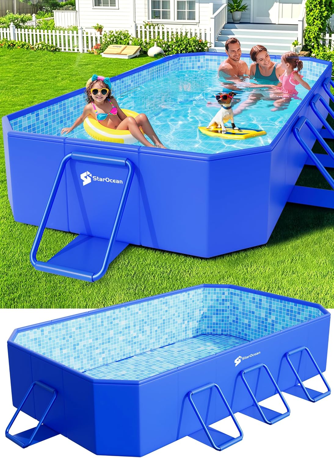 Piscine pliable, grande piscine non gonflable pour enfants, piscine pliable pour adultes, coque en plastique dur, extra large, épaisse, piscine pliable portable pour enfants