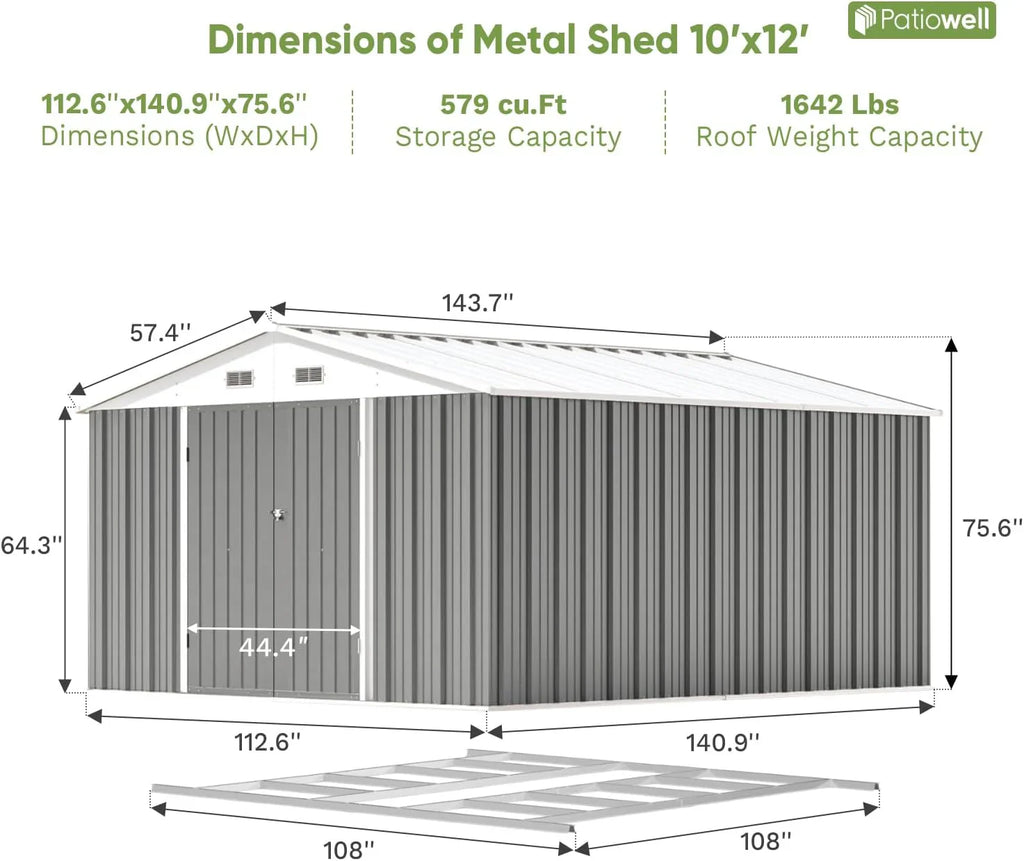 Patiowell Abri de rangement extérieur 5 x 3 pi, abri à outils avec toit en pente et porte verrouillable