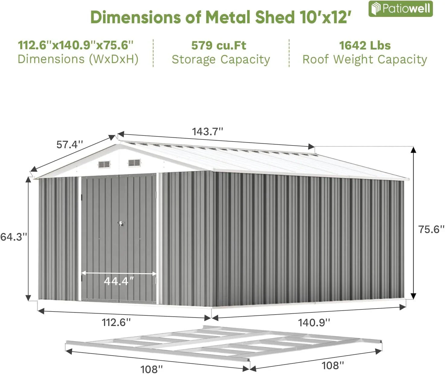 Patiowell Abri de rangement extérieur 5 x 3 pi, abri à outils avec toit en pente et porte verrouillable