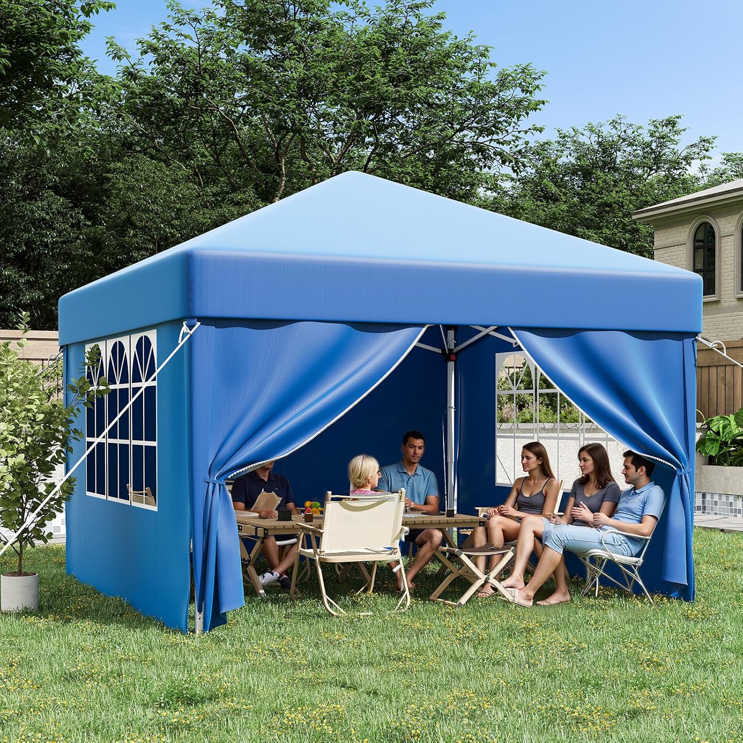 Gazebo pliant étanche JUMMICO, gazebo de jardin extérieur, gazebo pliant à hauteur réglable,