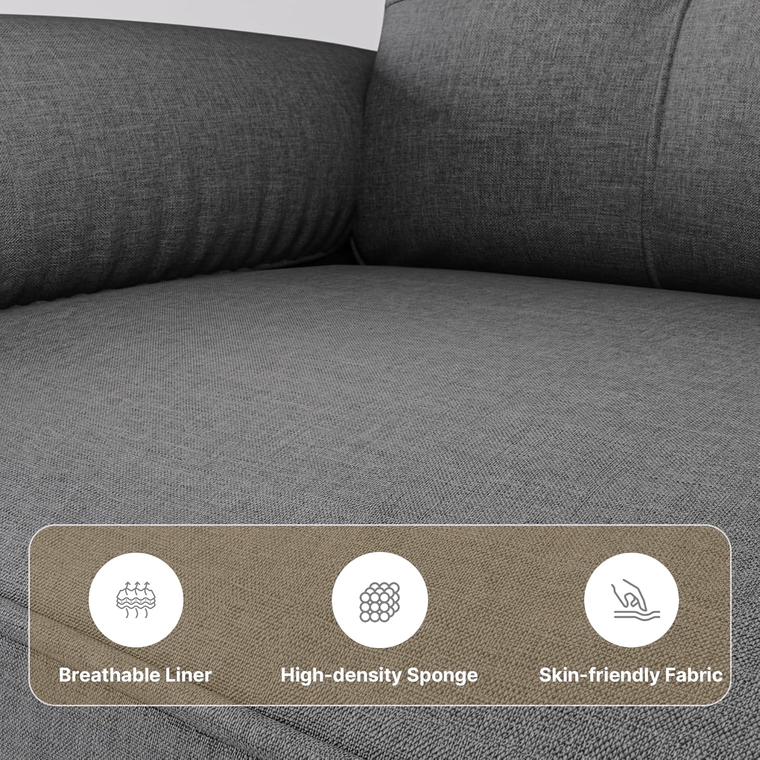 Canapé 2 places Xbro - petit canapé 2 places avec accoudoirs et poches latérales, canapé moderne