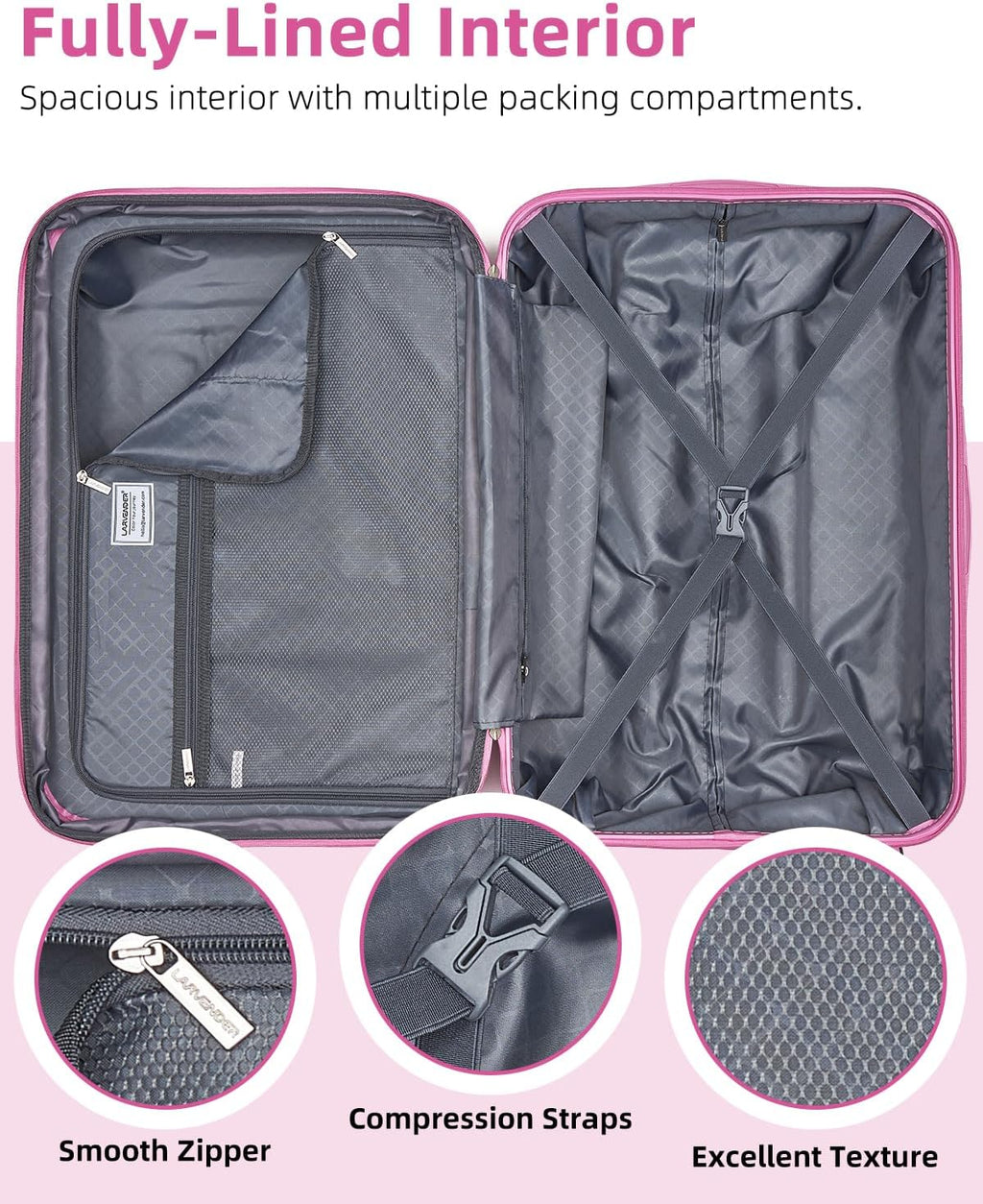 Ensemble de bagages 6 pièces, ensemble de valises rigides extensibles avec roulettes pivotantes, ensemble de bagages à roulettes légers