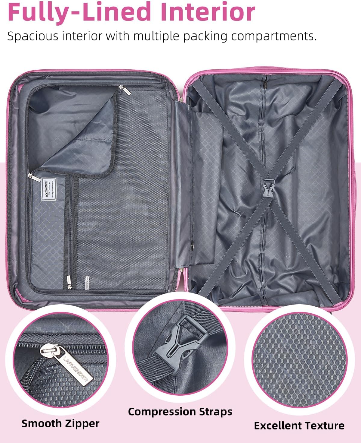 Ensemble de bagages 6 pièces, ensemble de valises rigides extensibles avec roulettes pivotantes, ensemble de bagages à roulettes légers