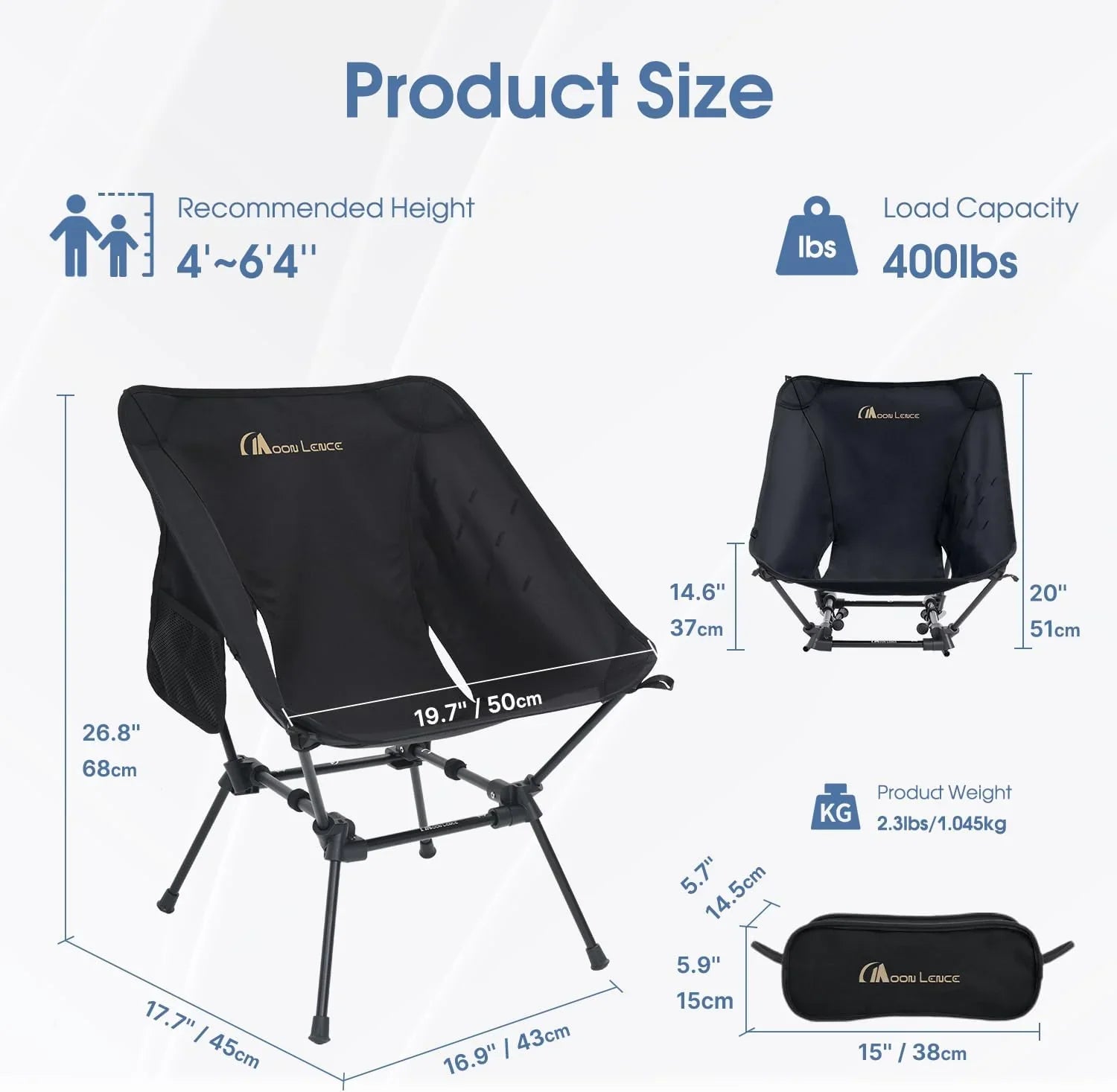 Chaise de camping portable et chaise pliante pour la randonnée et la randonnée
