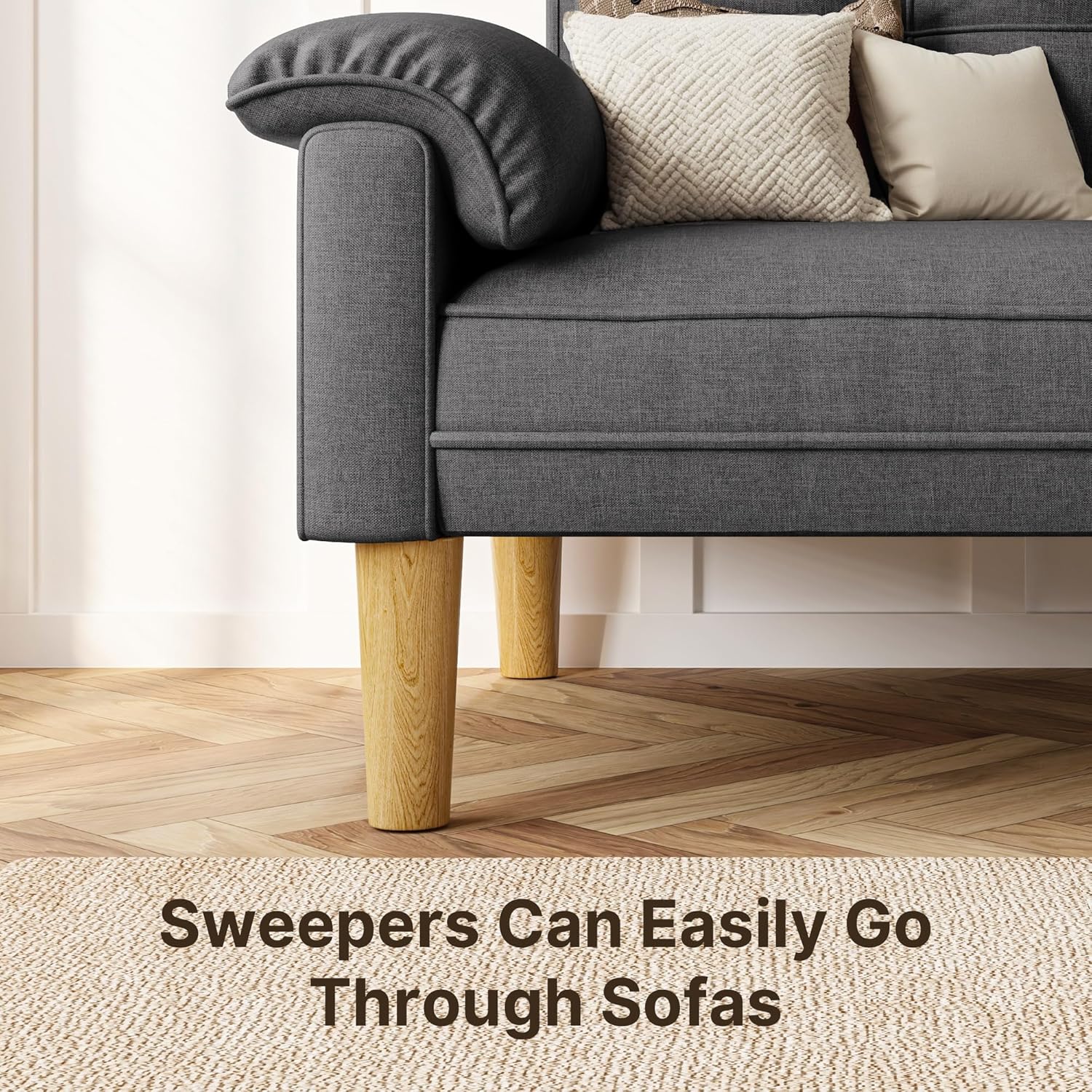 Canapé 2 places Xbro - petit canapé 2 places avec accoudoirs et poches latérales, canapé moderne