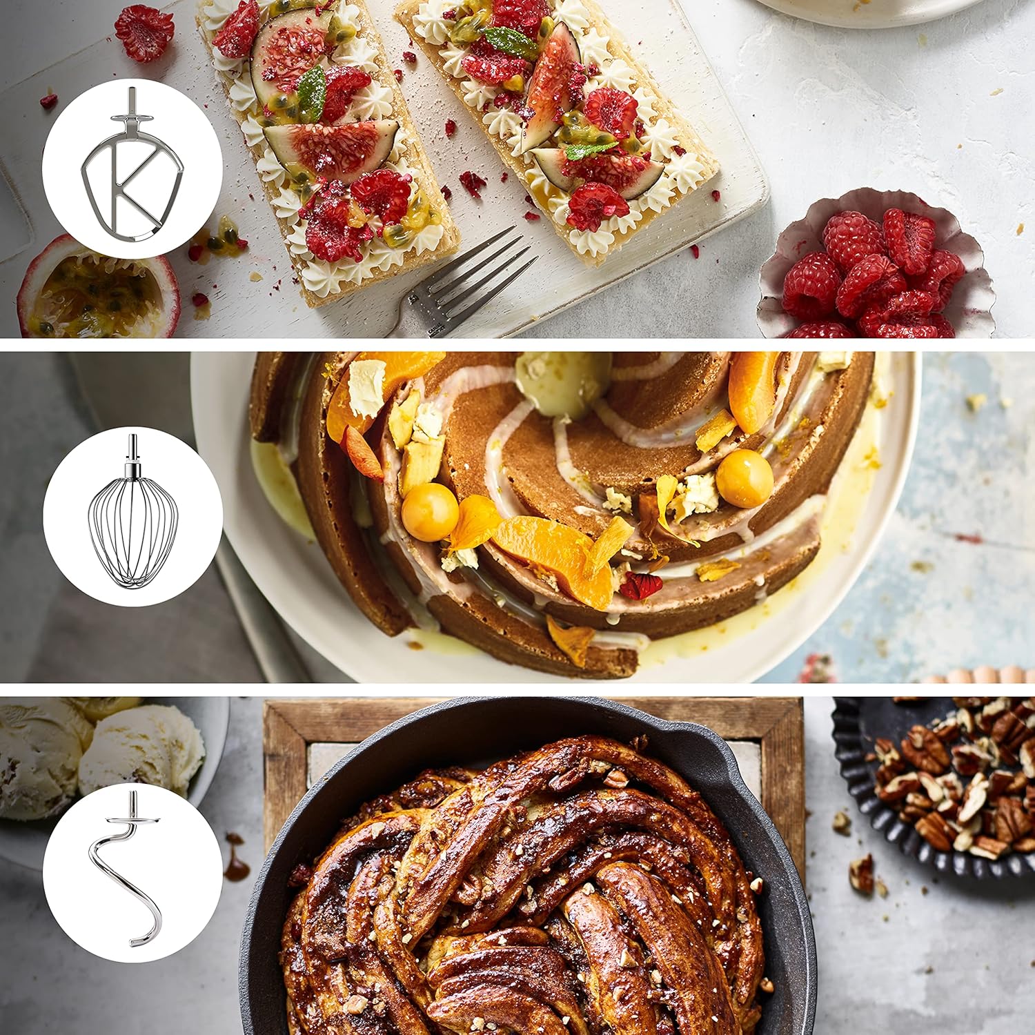 Kenwood Titanium Chef Baker KVC85.004SI Patisserie Processor met geïntegreerde weegschaal, inclusief 3-delige deegset, mengkom van 5 liter en 3,5 liter, progressieve cruisecontrol, 1200 W, zilverkleurig 