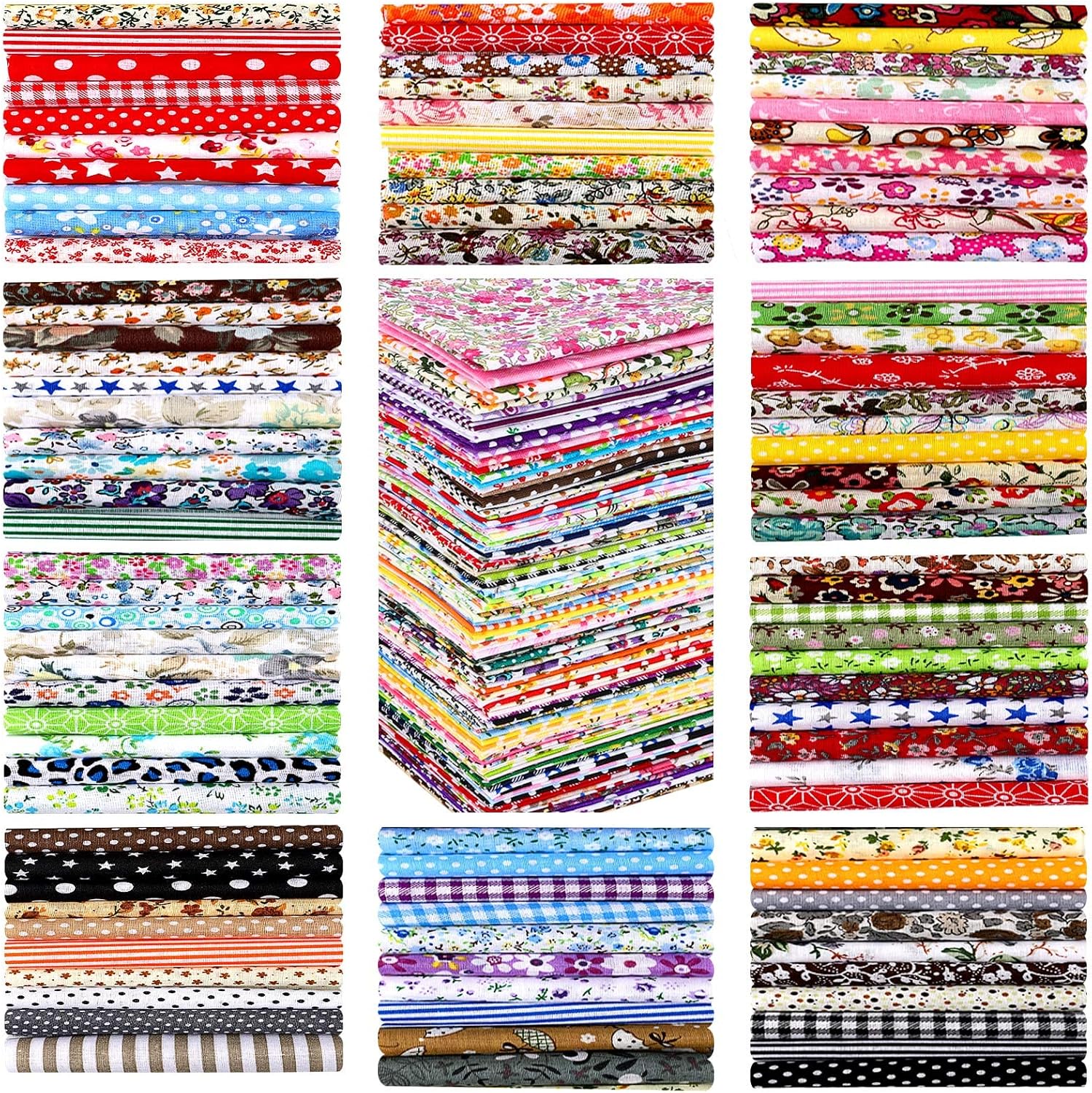 Tatuo 150 pièces 4 × 4 pouces carrés de tissu en coton Bundle tissu de courtepointe tissus de patchwork floral matériel imprimé tissu de patchwork de couture pour bricolage artisanat couture accessoires faits à la main