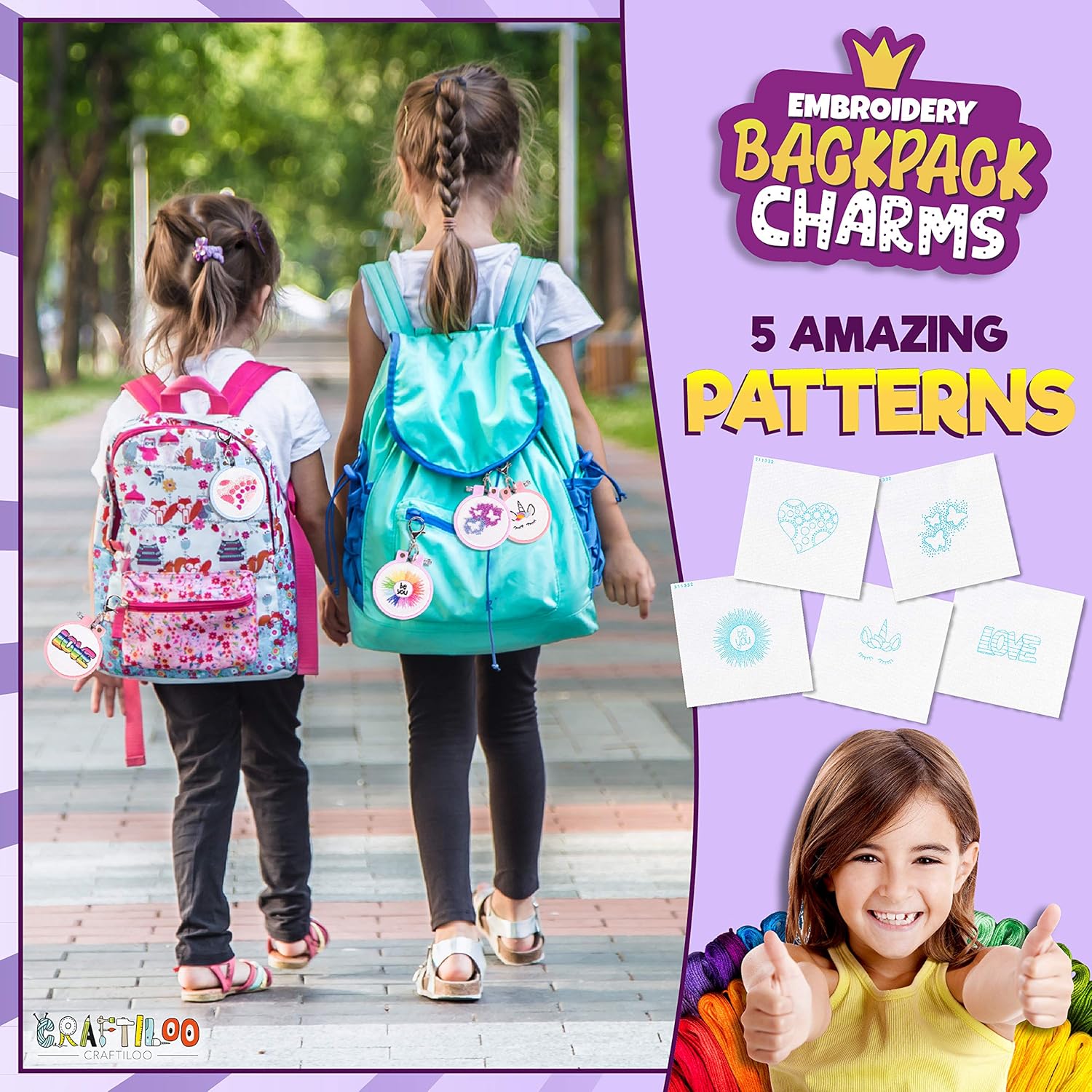 10 modèles de broderie pré-imprimés, kits de broderie pour enfants, kits de points d'aiguille pour débutants