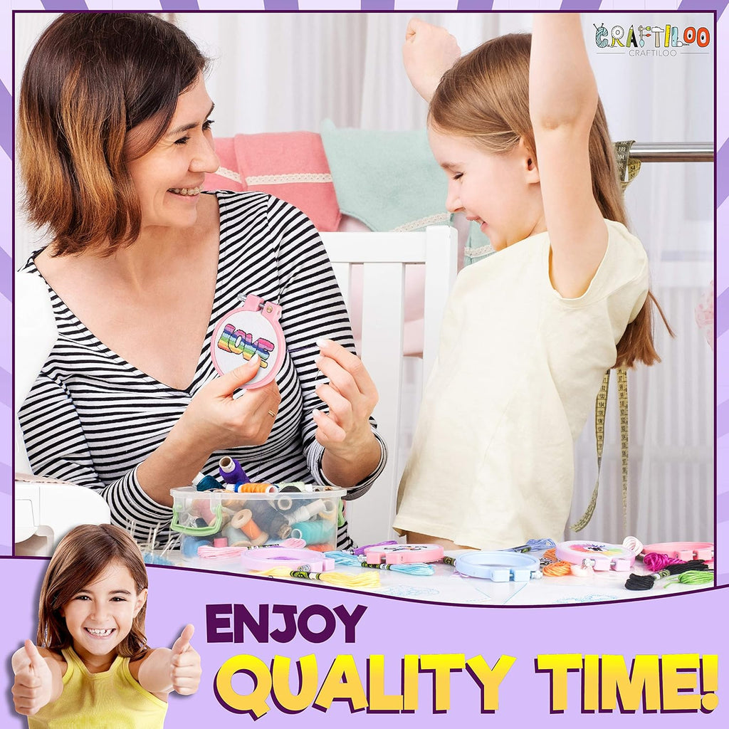 10 modèles de broderie pré-imprimés, kits de broderie pour enfants, kits de points d'aiguille pour débutants