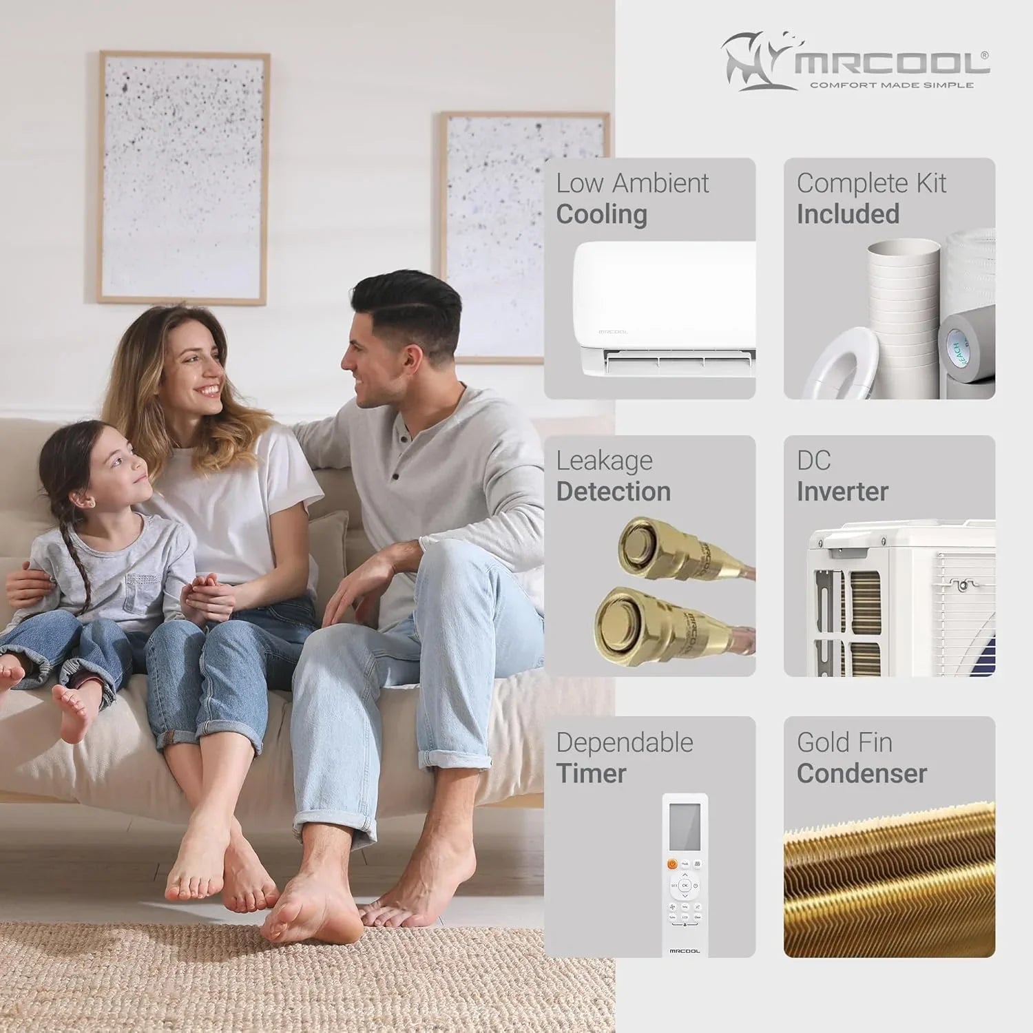 Climatiseur et thermopompe mini-split sans conduit MRCOOL 24 000 BTU 230 V, série Easy Pro - Unité de climatisation murale