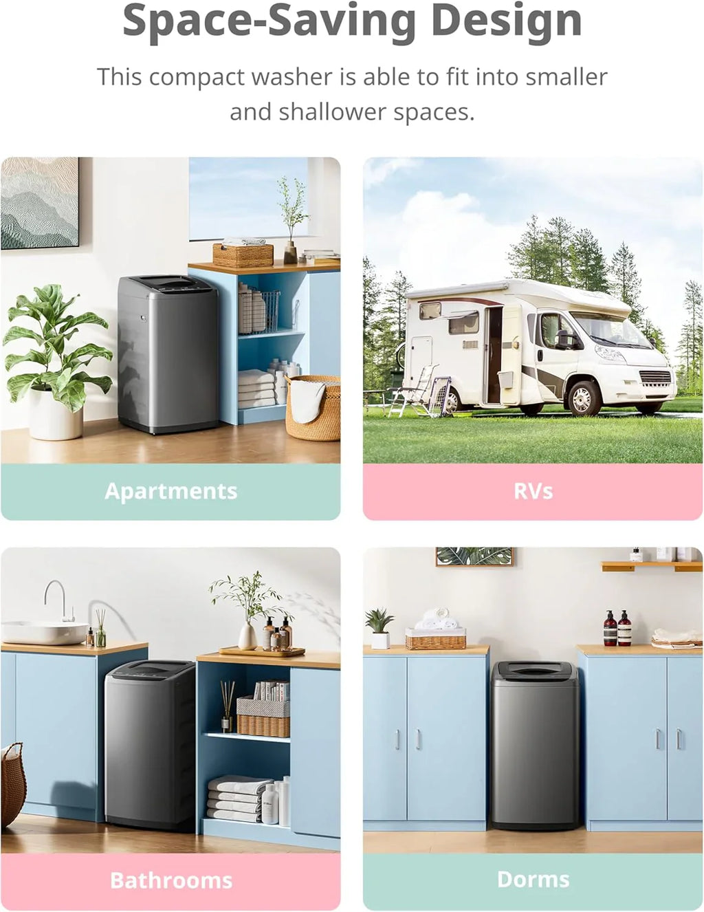 Machine à laver portable Comfee, 0,9 pied cube, avec écran LED et tambour intégré