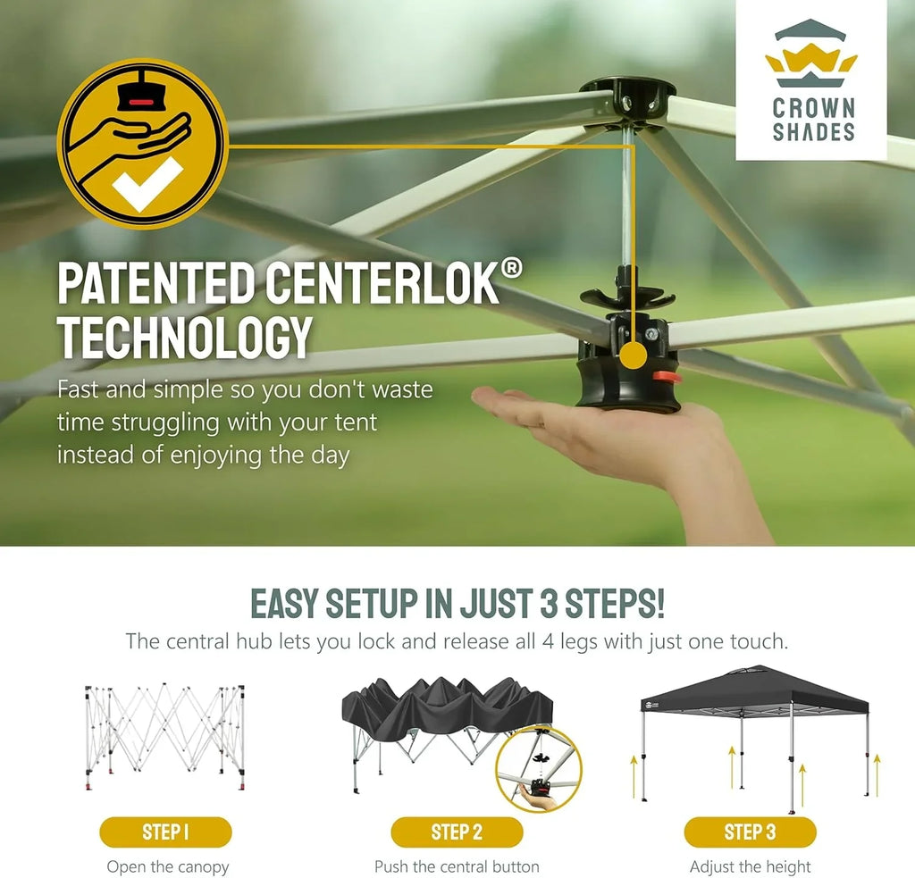 Auvent pop-up 10x10 - Installation en un clic - Tente de plage - Parasol extérieur avec dessus argenté, 3 hauteurs et 4 poches à sable