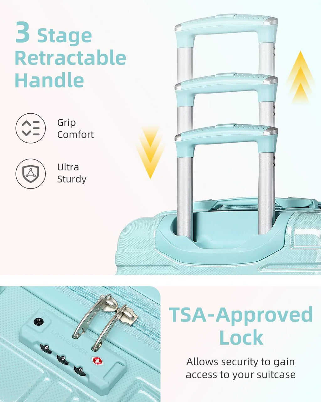 Ensemble de bagages 6 pièces, ensemble de valises rigides extensibles avec roulettes pivotantes, ensemble de bagages à roulettes légers