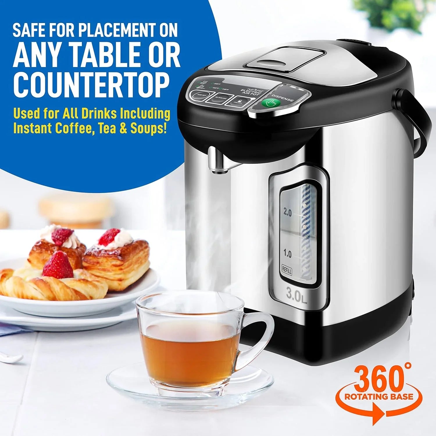 Chauffe-eau et distributeur d'eau chaude NutriChef, distributeur de boissons électrique 8 L