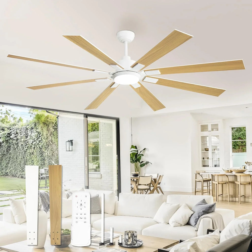 Grand ventilateur de plafond Zmishibo de 72 pouces avec éclairage et télécommande intérieur/extérieur