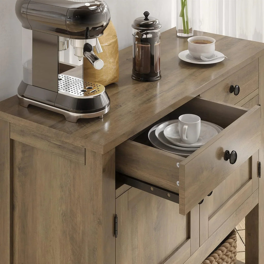 Table console de style ferme, bar à café, table d'entrée avec support de rangement, table de canapé, buffet