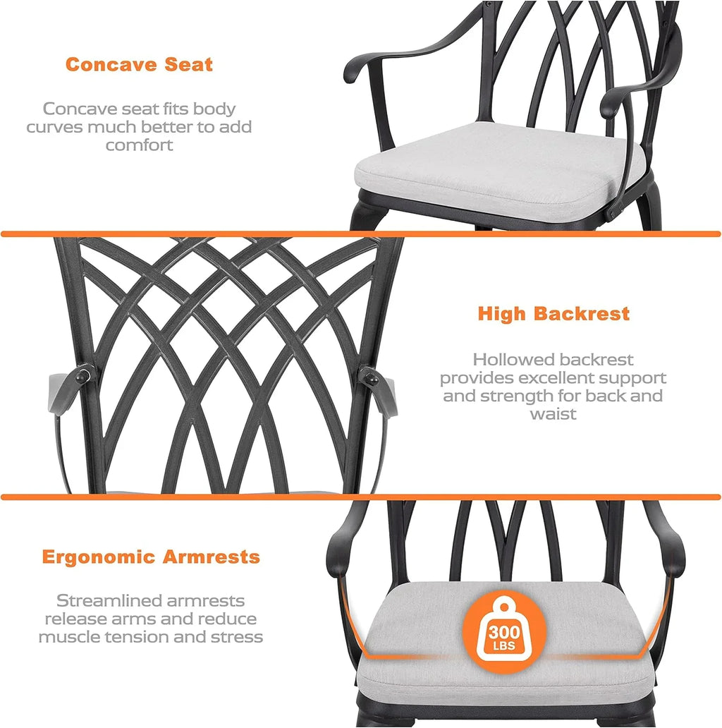 Ensemble bistro NUU GARDEN 3 pièces pour patio extérieur en aluminium moulé Ensemble table et chaises de patio