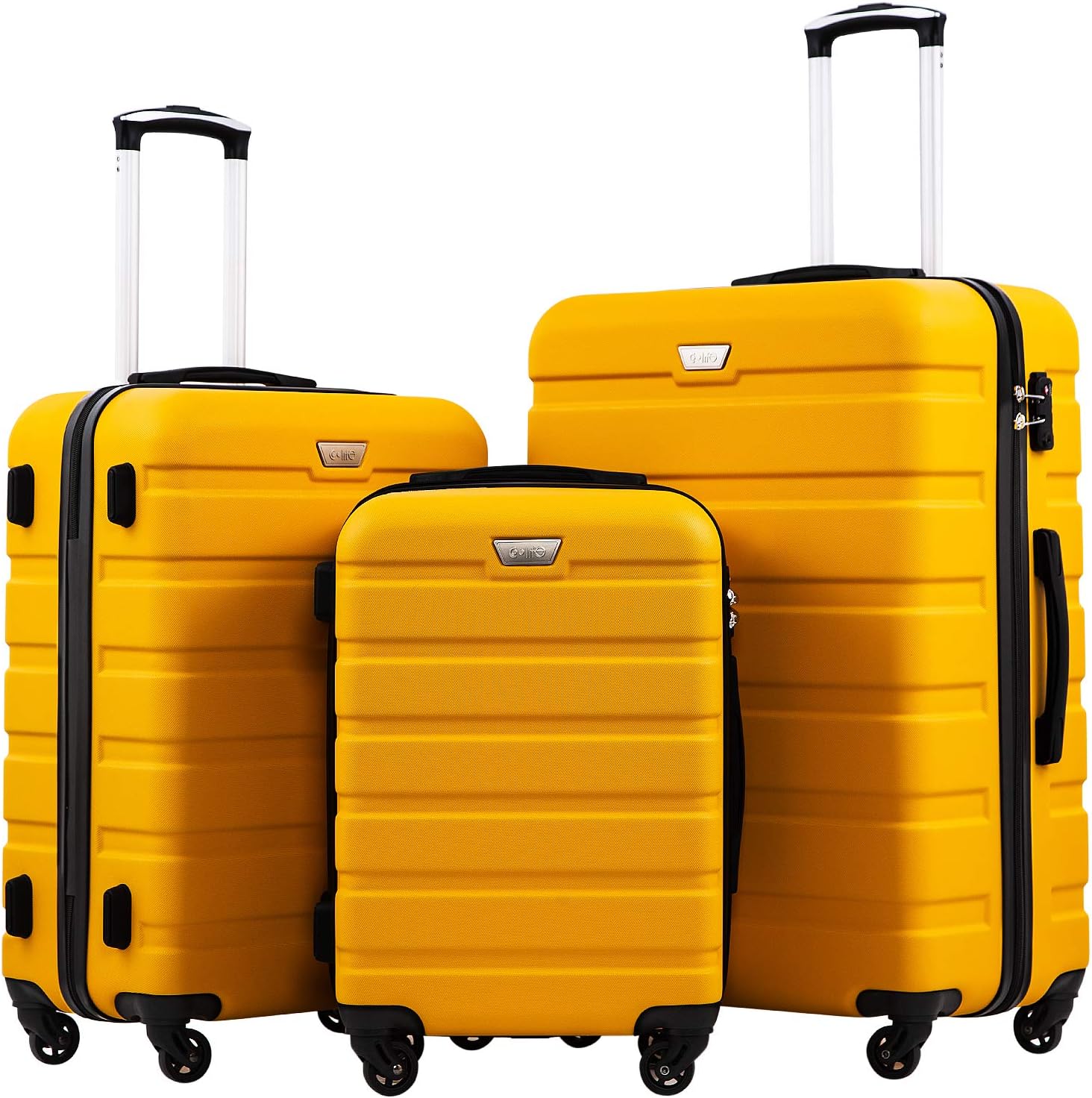 Ensemble de 3 valises Coolife, valises à roulettes rigides et légères avec serrure TSA