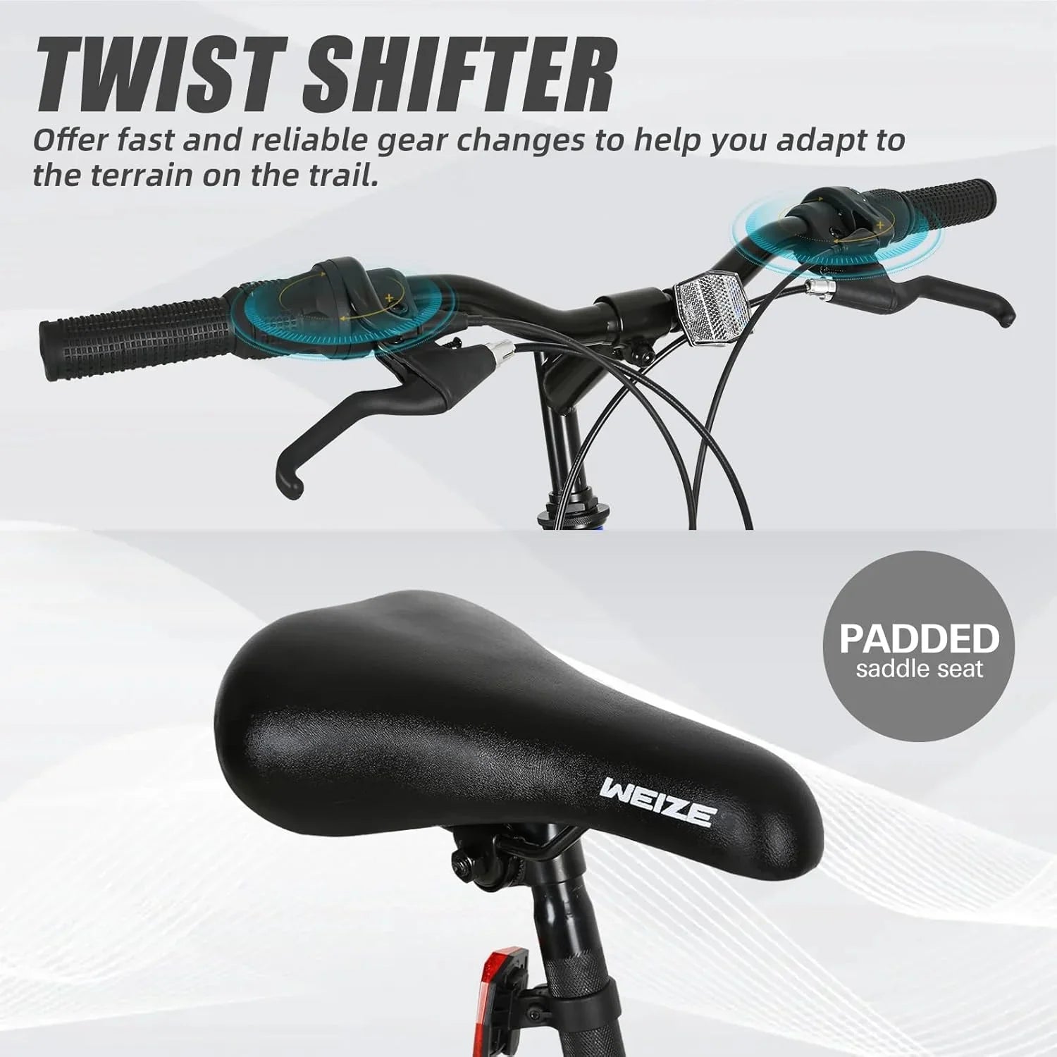 Vélo de montagne WEIZE, vélo hybride d'extérieur 26-27,5 pouces, 18 vitesses/acier à haute teneur en carbone/double suspension complète