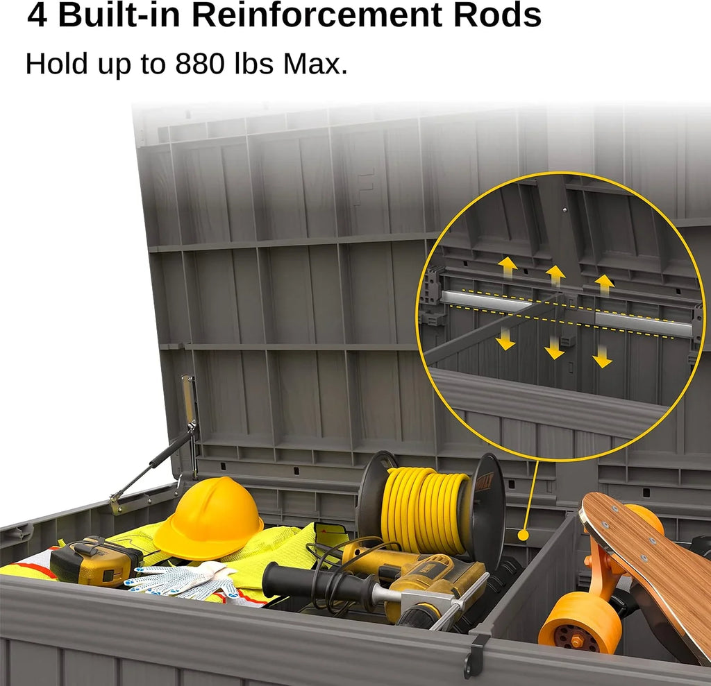 Coffre de rangement extérieur EAST OAK, coffre de terrasse de 60 gallons, utilisation intérieure et extérieure, bac de rangement en résine imperméable