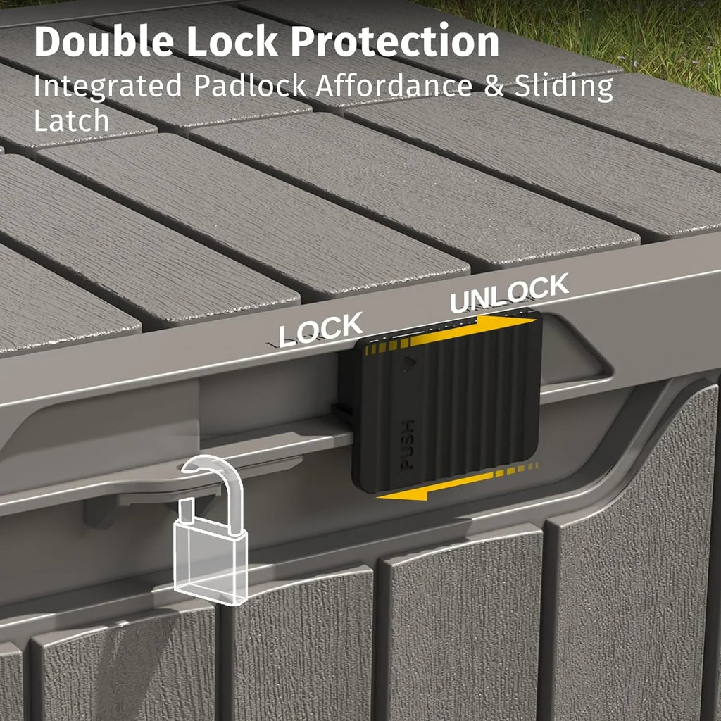 Coffre de rangement extérieur EAST OAK, coffre de terrasse de 60 gallons, utilisation intérieure et extérieure, bac de rangement en résine imperméable