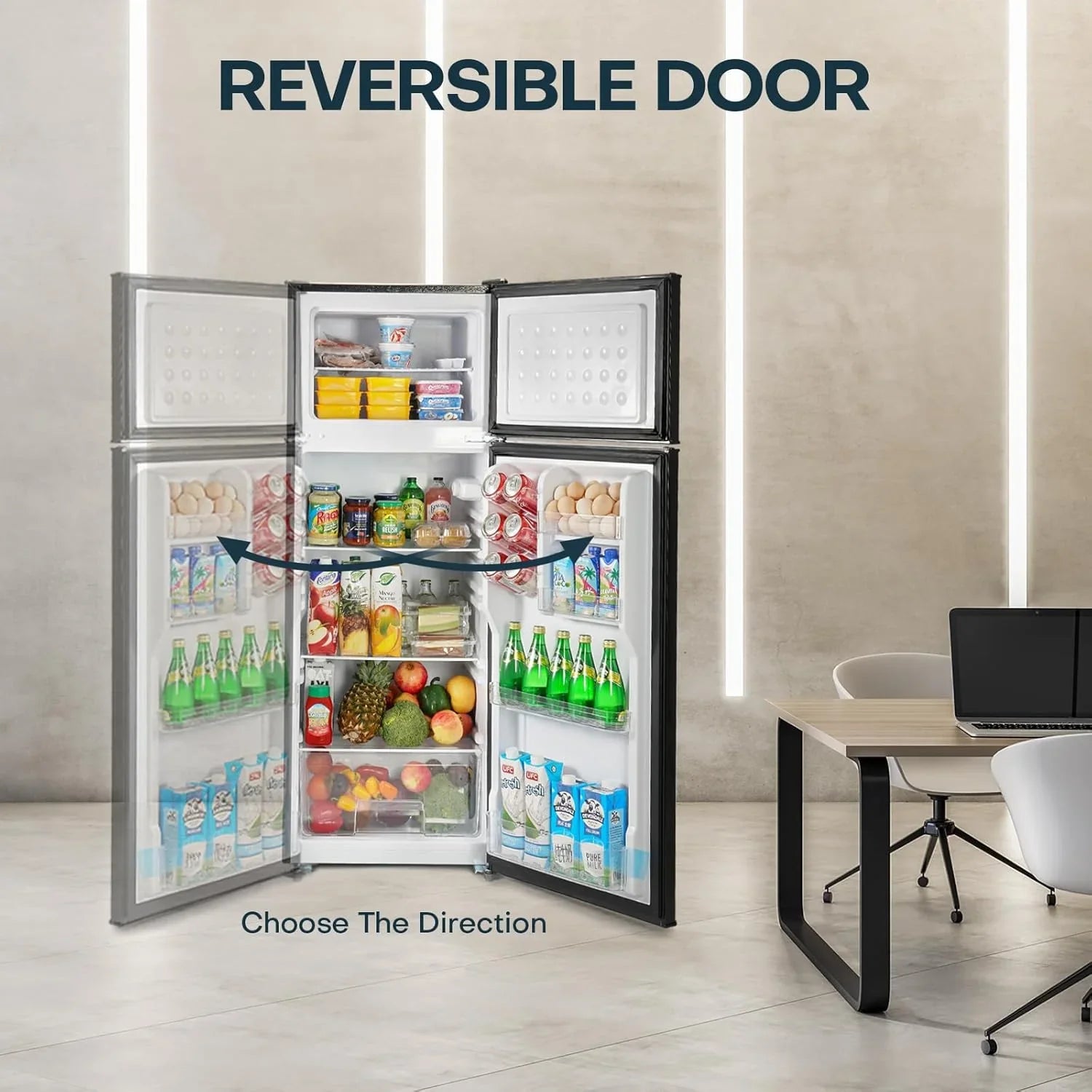 Réfrigérateur Upstreman de 7,7 pieds cubes avec congélateur, double porte,