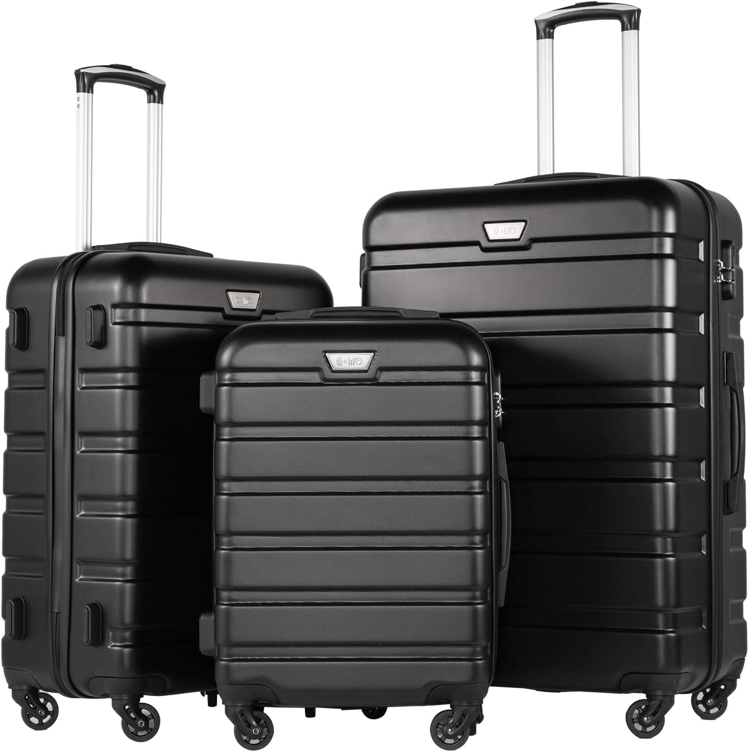 Ensemble de 3 valises Coolife, valises à roulettes rigides et légères avec serrure TSA