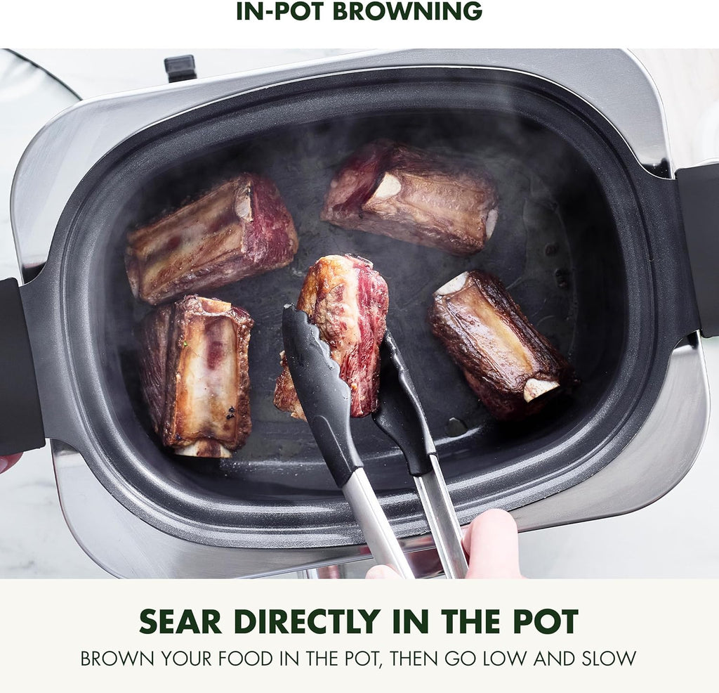 Mijoteuse électrique programmable 8 en 1 de 6 litres avec couvercle lavable au lave-vaisselle et base amovible