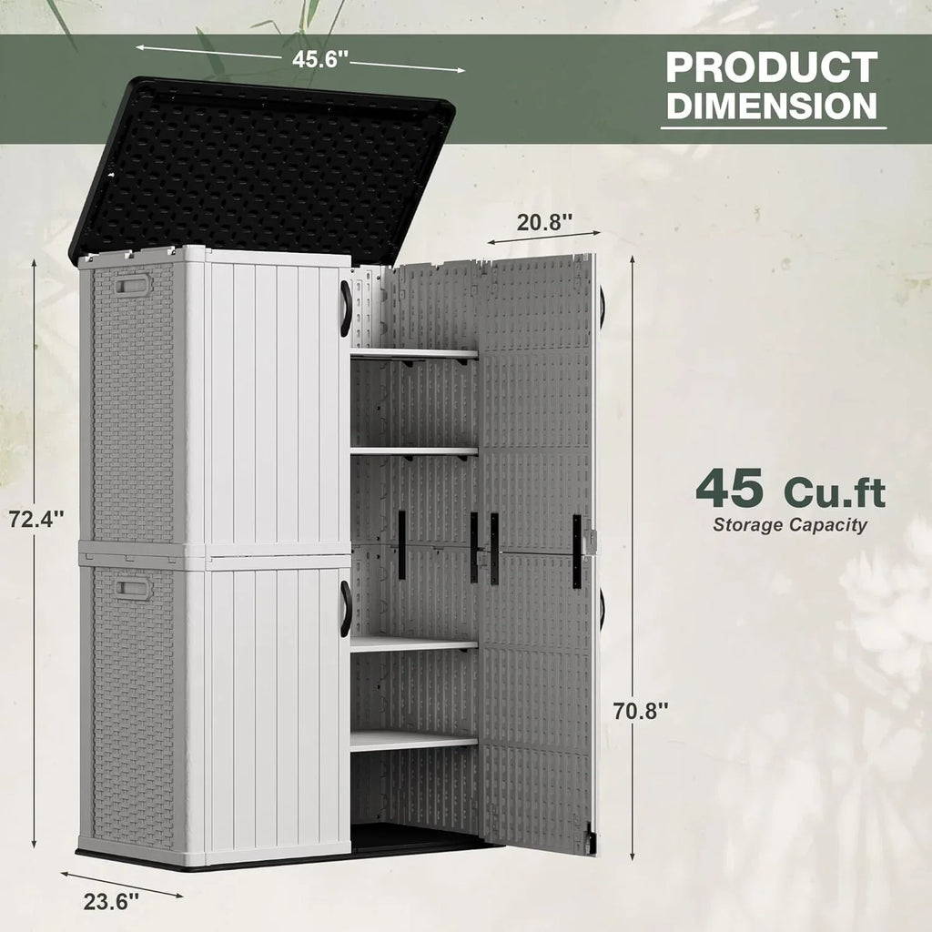 Abri de rangement horizontal extérieur Greesum 27 pieds cubes en résine grand coffre de rangement