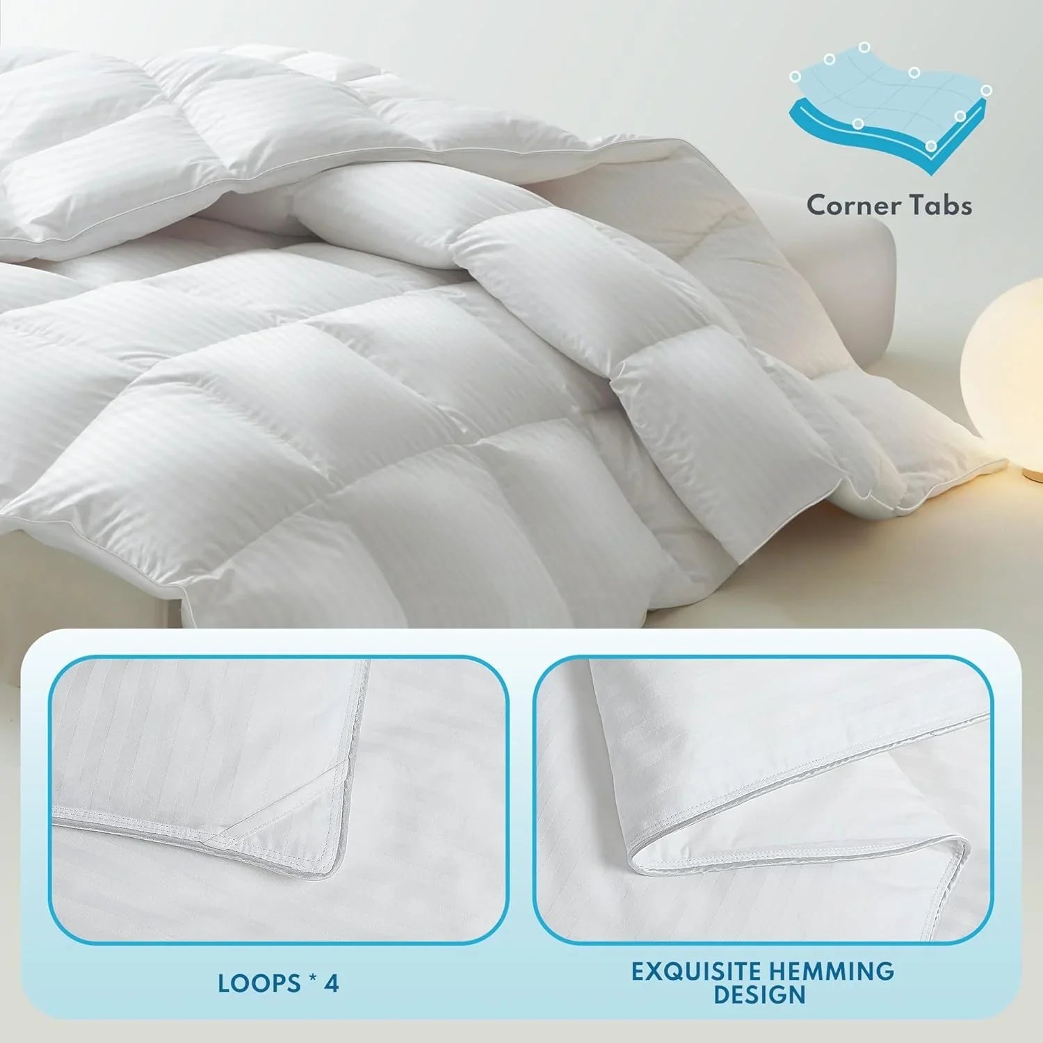 Couette King Size en duvet, moyennement chaude, indice de remplissage 750+, couette de qualité supérieure